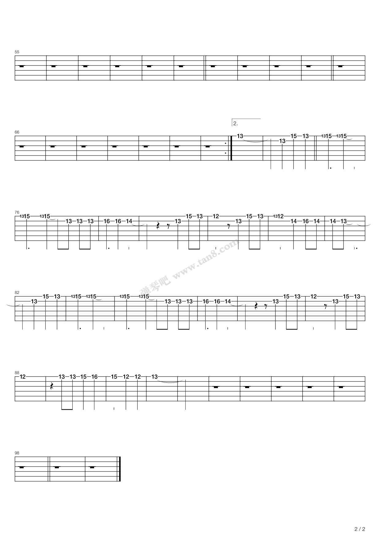 《夏日寒风》,谭咏麟(六线谱 吉他谱吉他谱 第22页