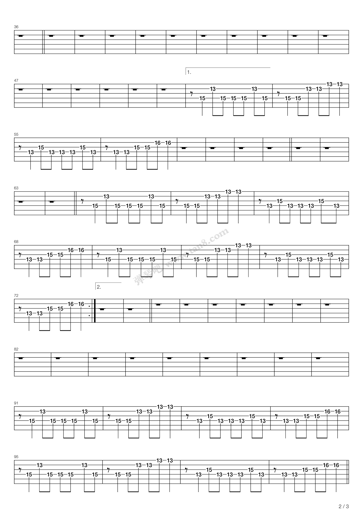 《夏日寒风》,谭咏麟(六线谱 吉他谱吉他谱 第9页