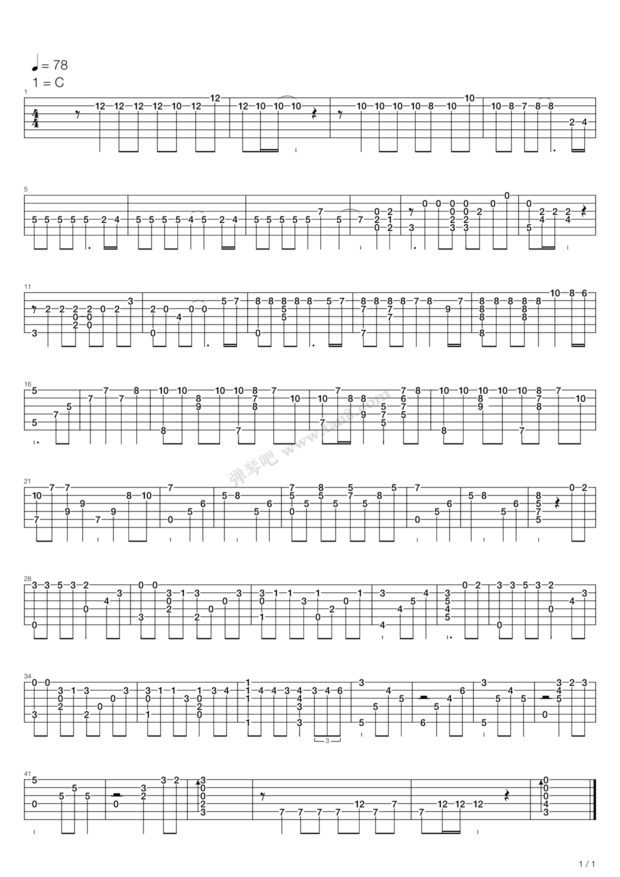 《千与千寻 - 那天的河川》,joe hisaishi(六线谱 吉他谱吉他谱 第1页