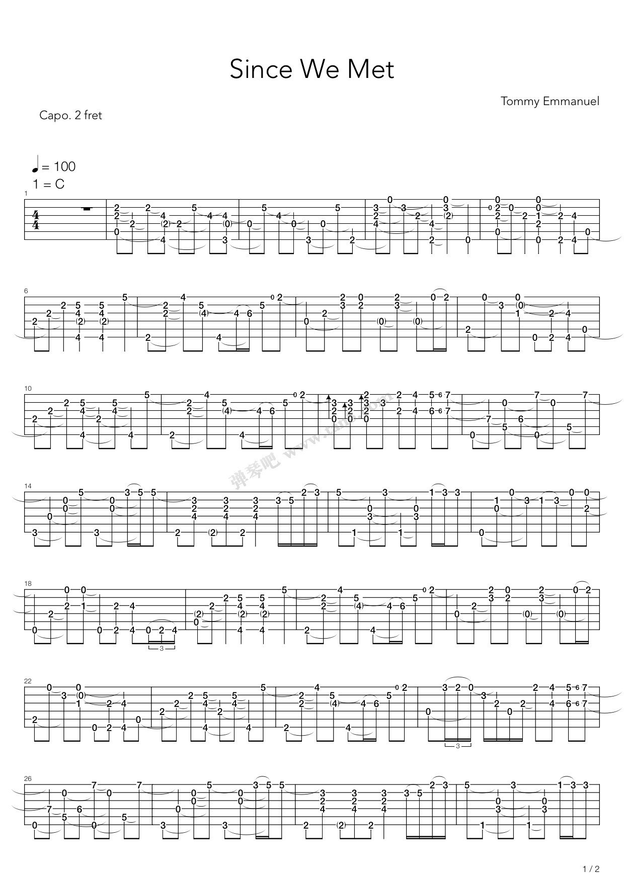 《since we met》,tommy emmanuel(六线谱 吉他谱吉他谱 第1页