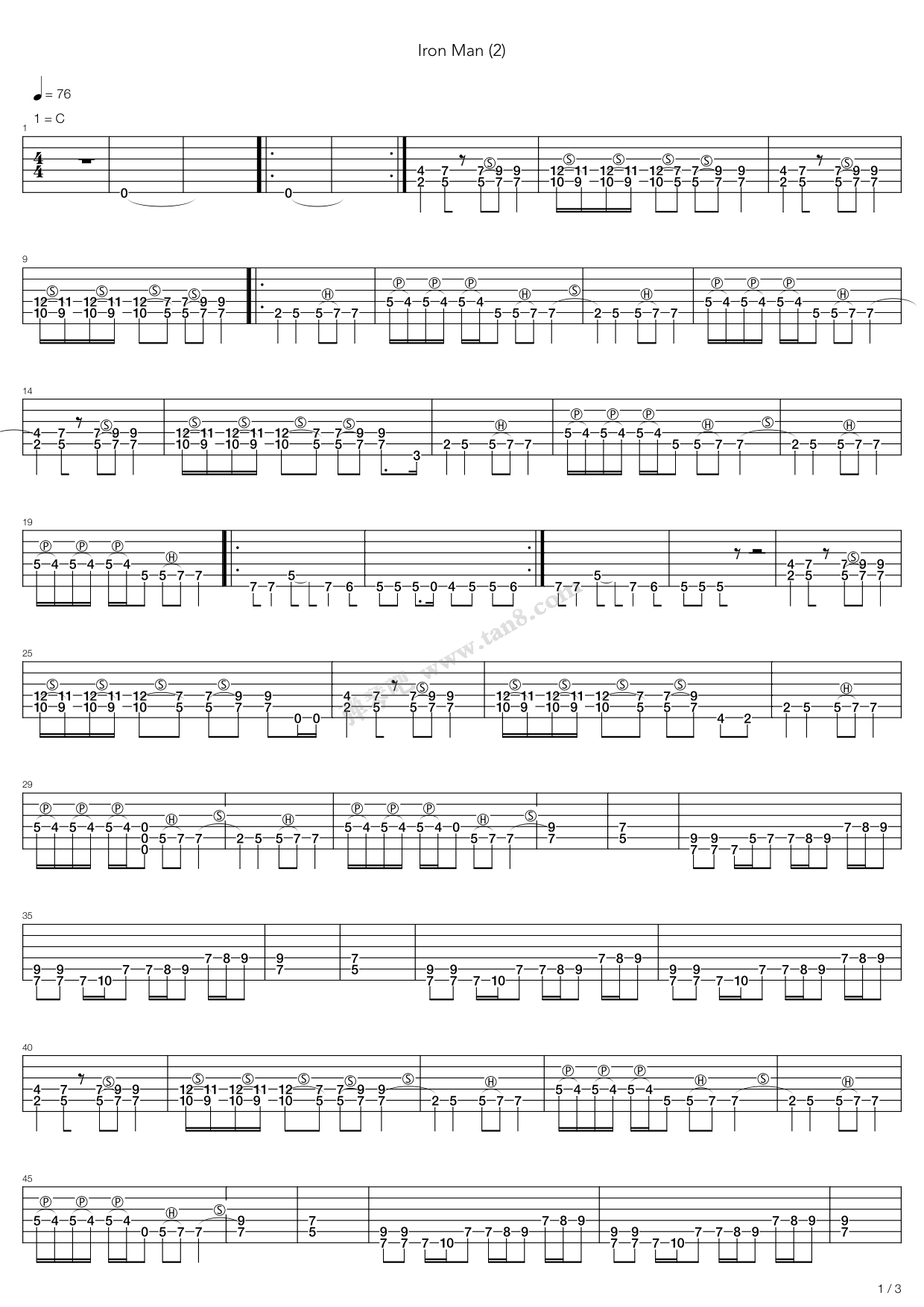 《iron man》,black sabbath(六线谱 吉他谱吉他谱 第1页