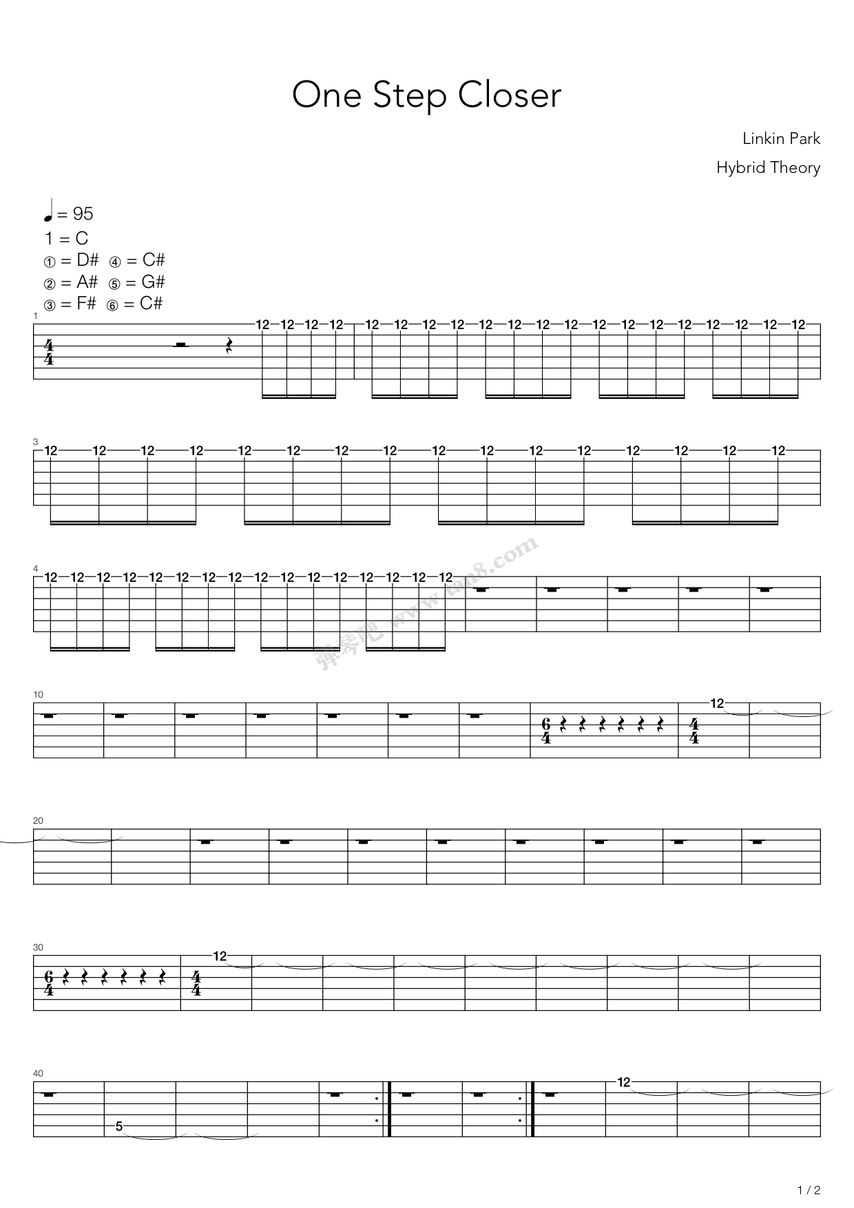 One Step Closer 吉他谱虫虫吉他谱免费下载