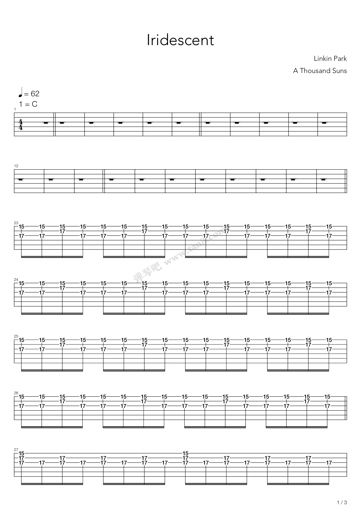 iridescent 吉他谱-虫虫吉他谱免费下载