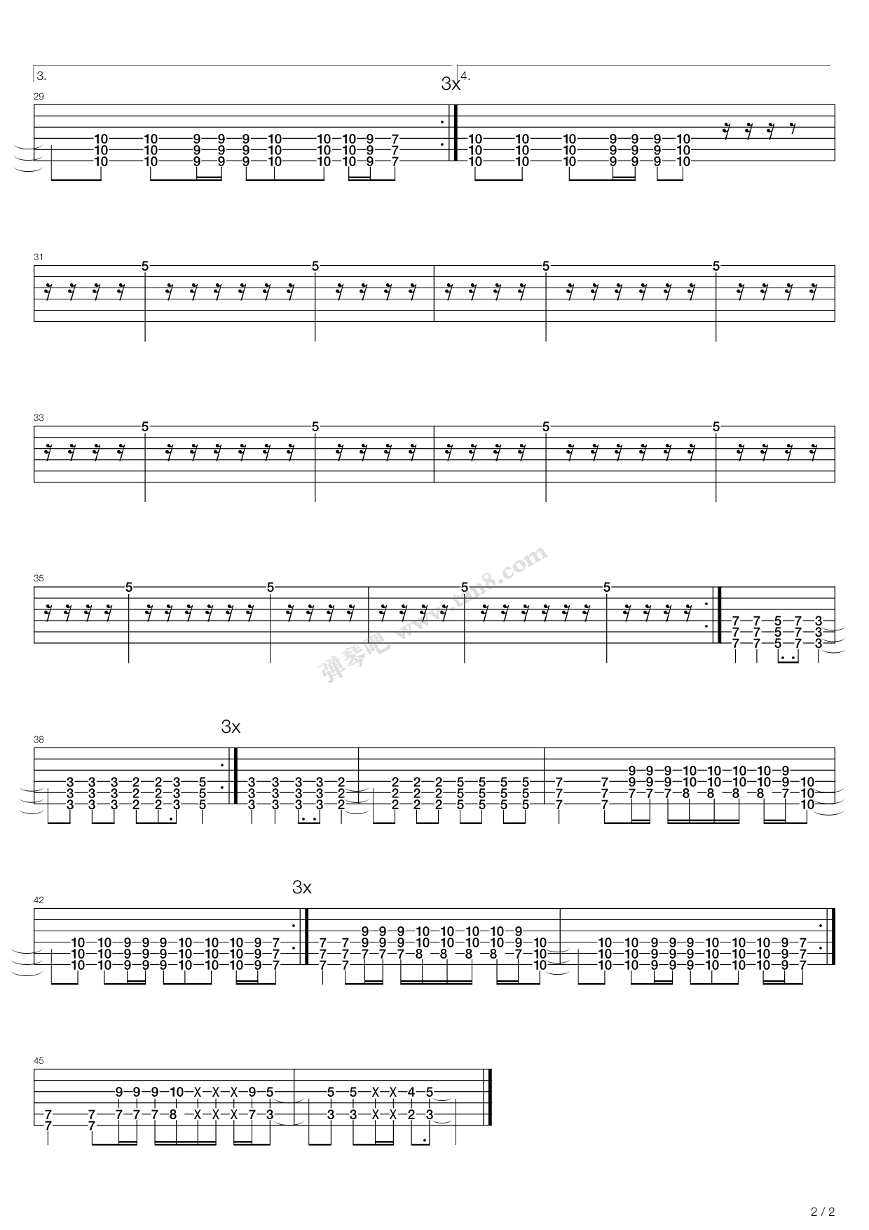 《forgotten》,linkin park(六线谱 吉他谱吉他谱 第2页