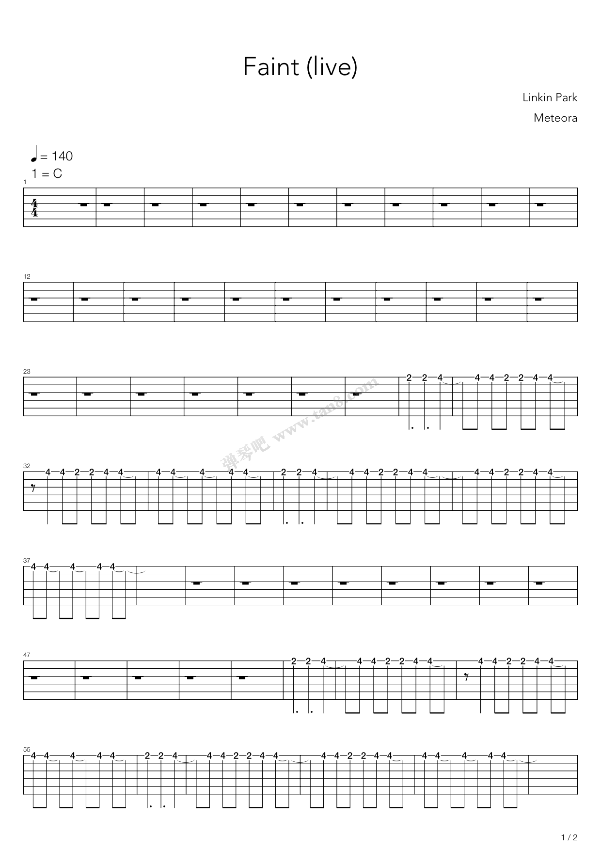 《faint》,linkin park(六线谱 吉他谱吉他谱 第29页