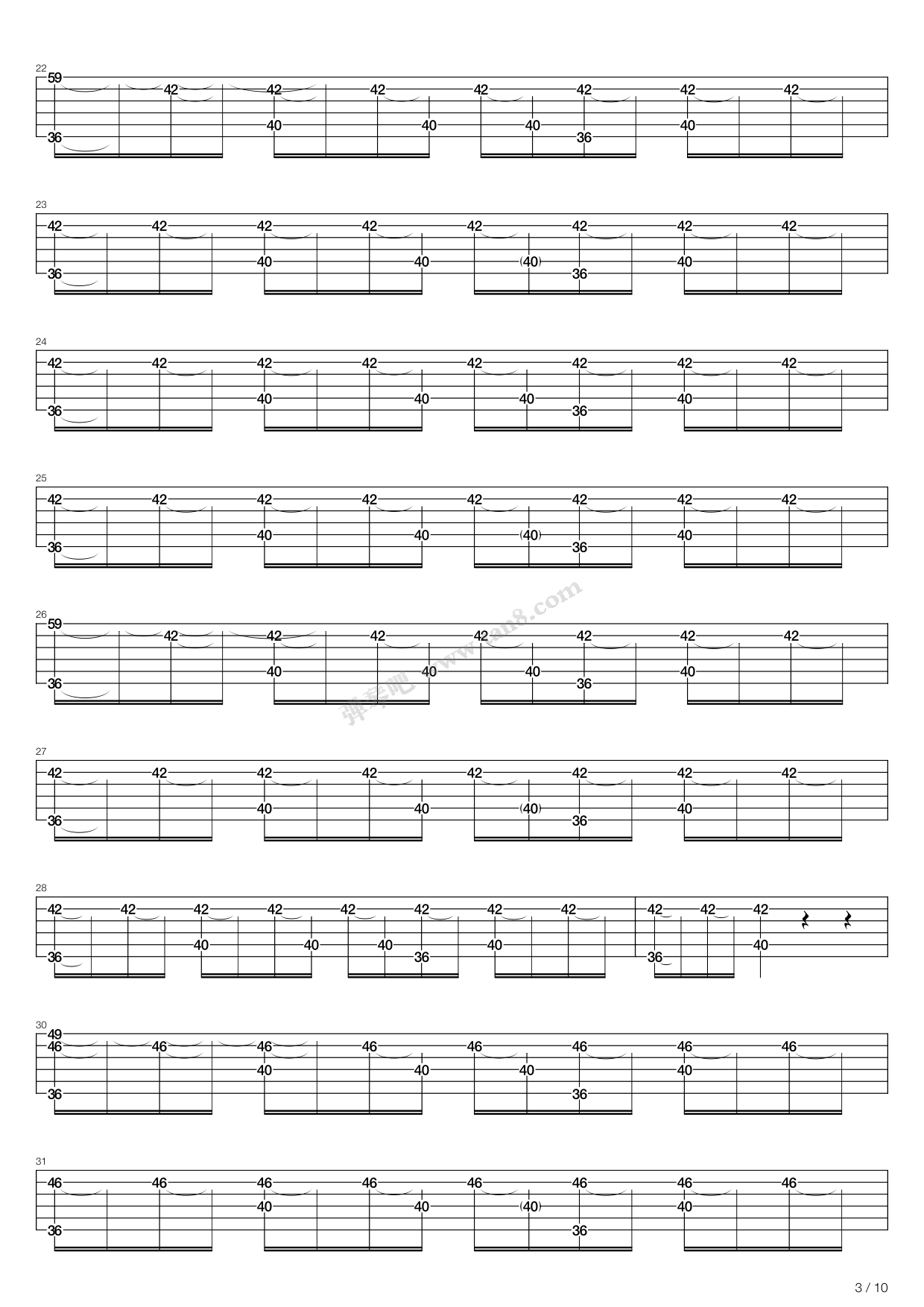 《faint》,linkin park(六线谱 吉他谱吉他谱 第6页