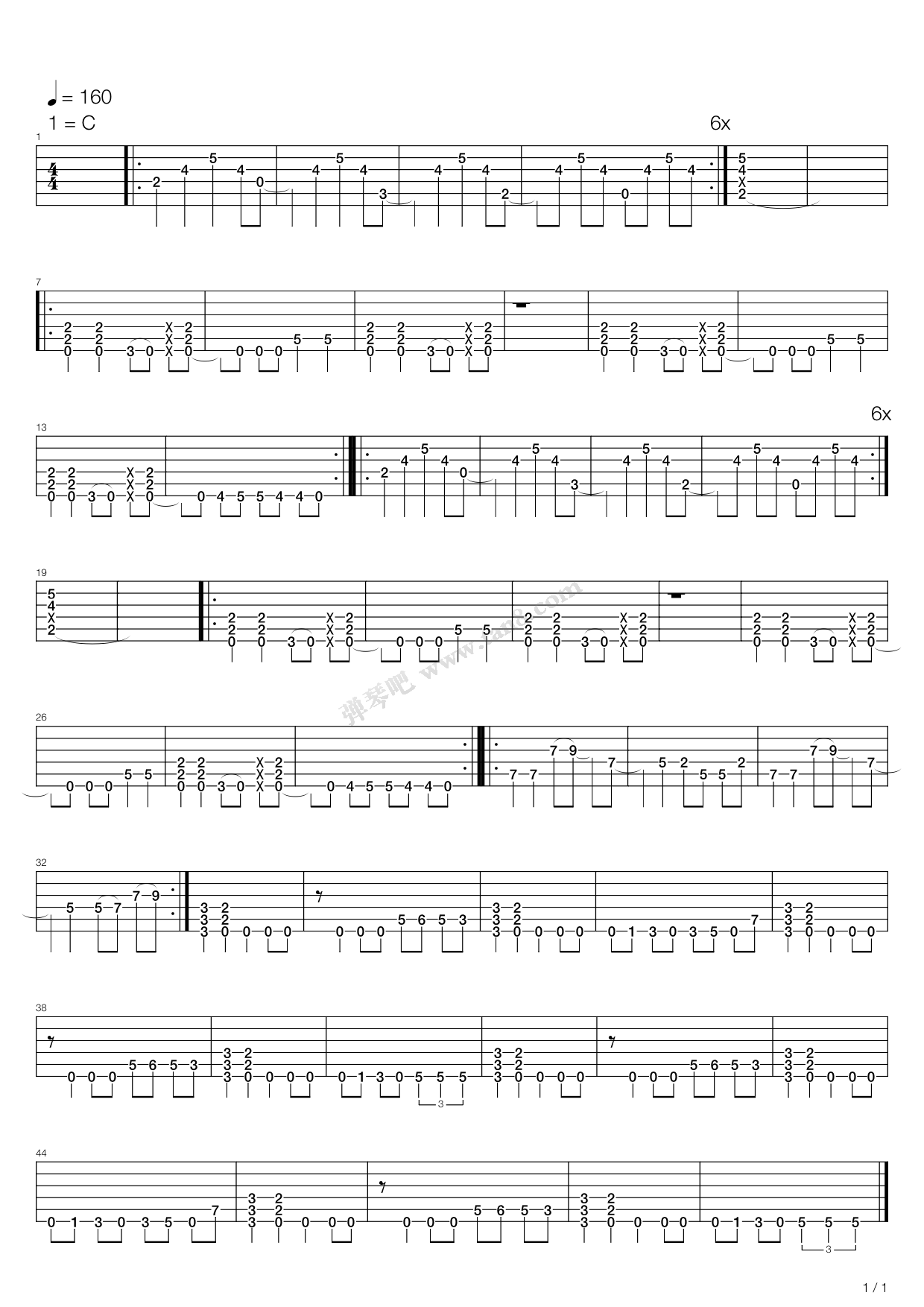 《我的世界》,群星(六线谱 吉他谱吉他谱 第1页