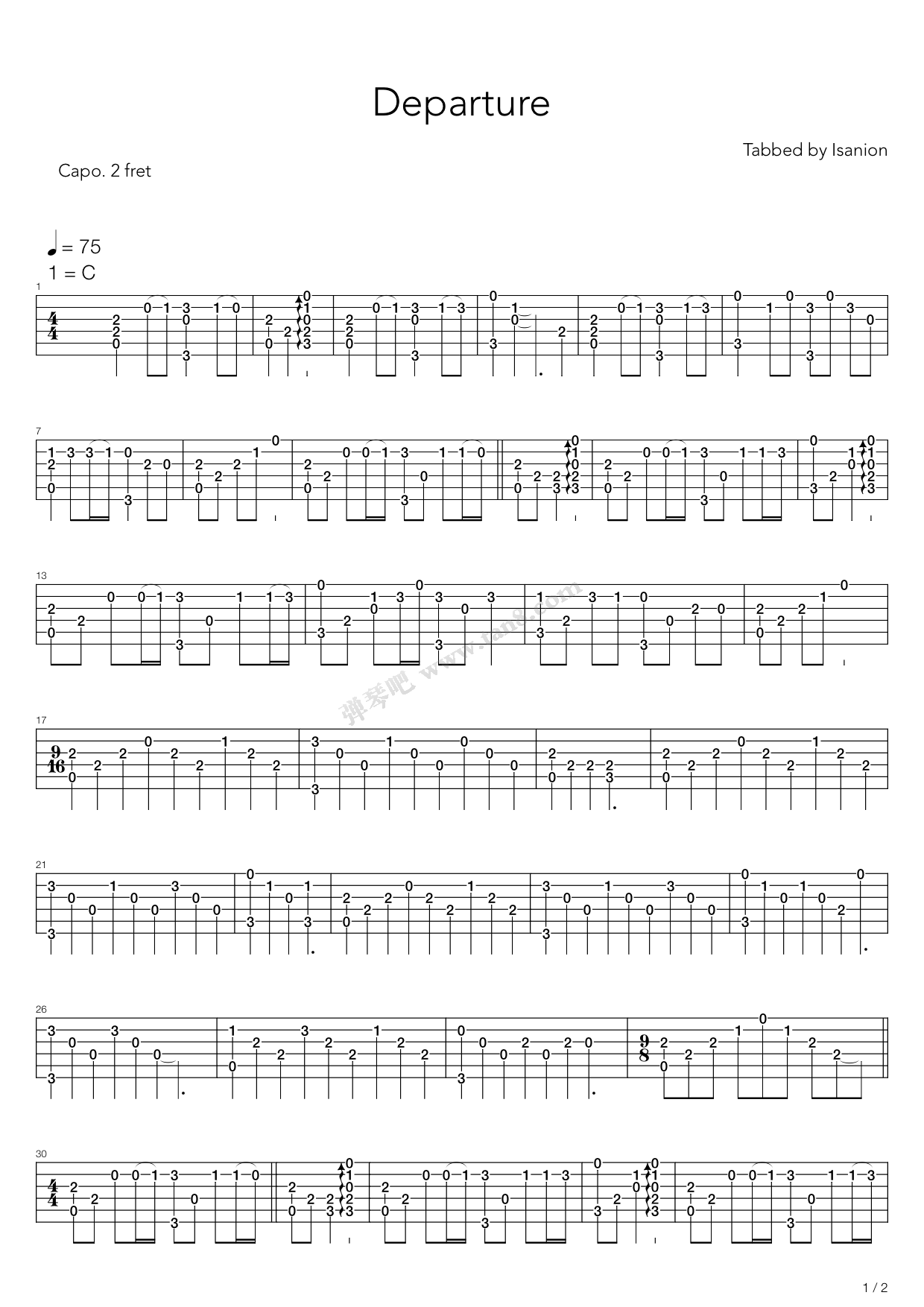 《浪客剑心 - departure》,动漫游戏(六线谱 吉他谱吉他谱 第1页