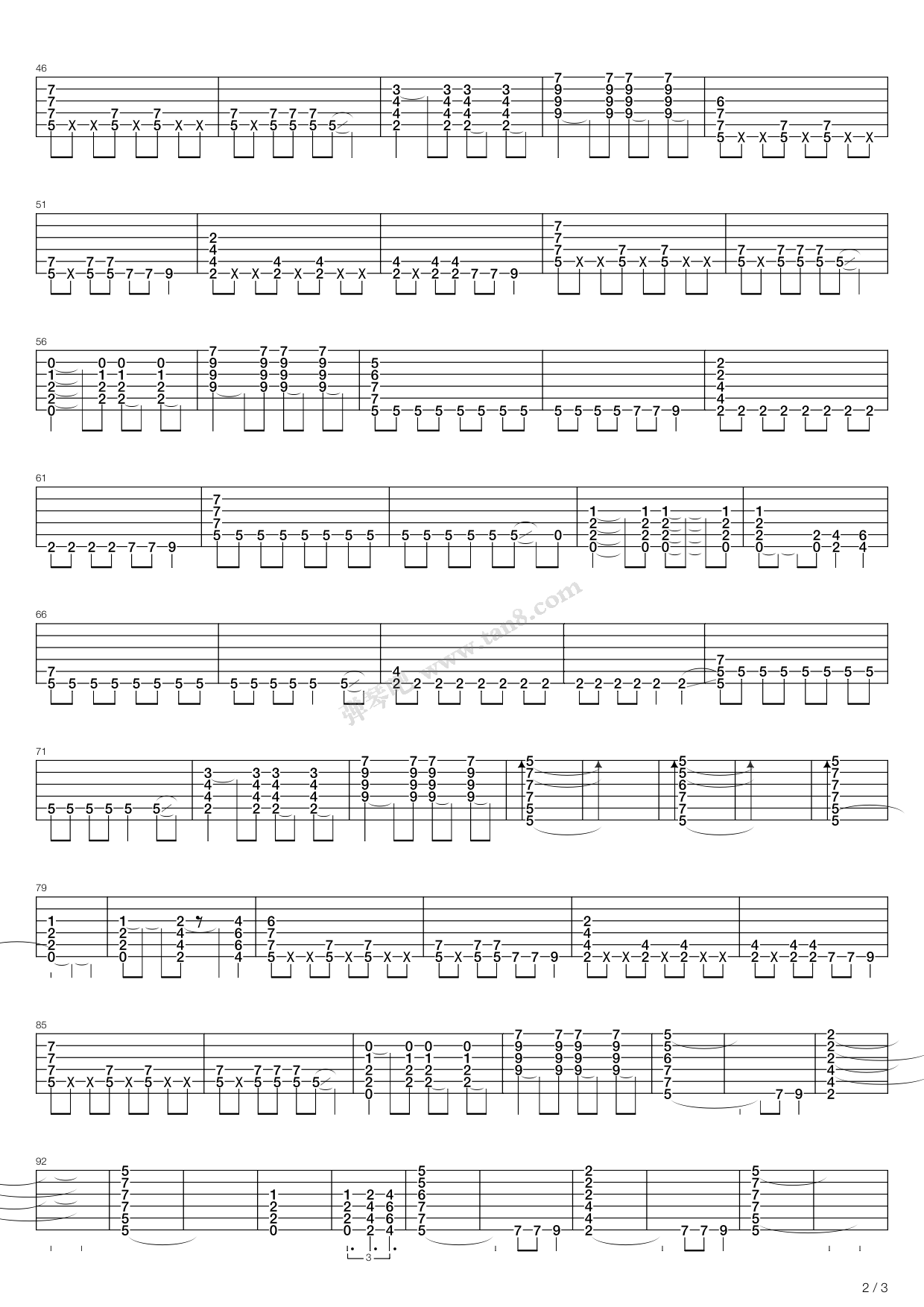 《冷水澡》,黄立行(六线谱 吉他谱吉他谱 第2页