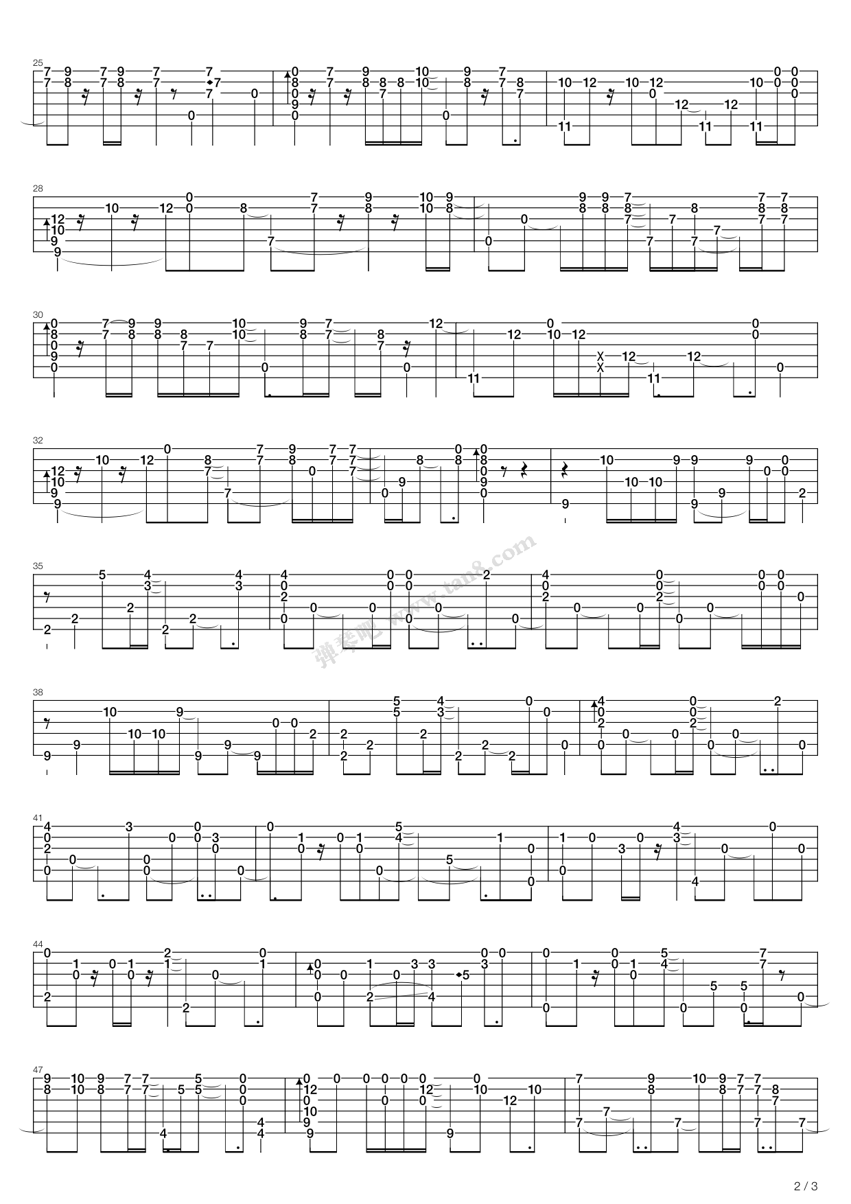 《渚(with jake shimabukuro)》,押尾桑(六线谱 吉他谱吉他谱 第2页