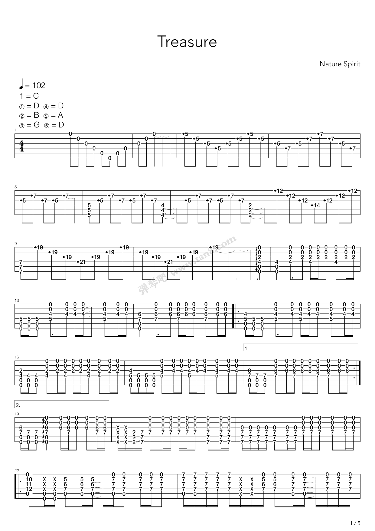 treasure 吉他谱-虫虫吉他谱免费下载