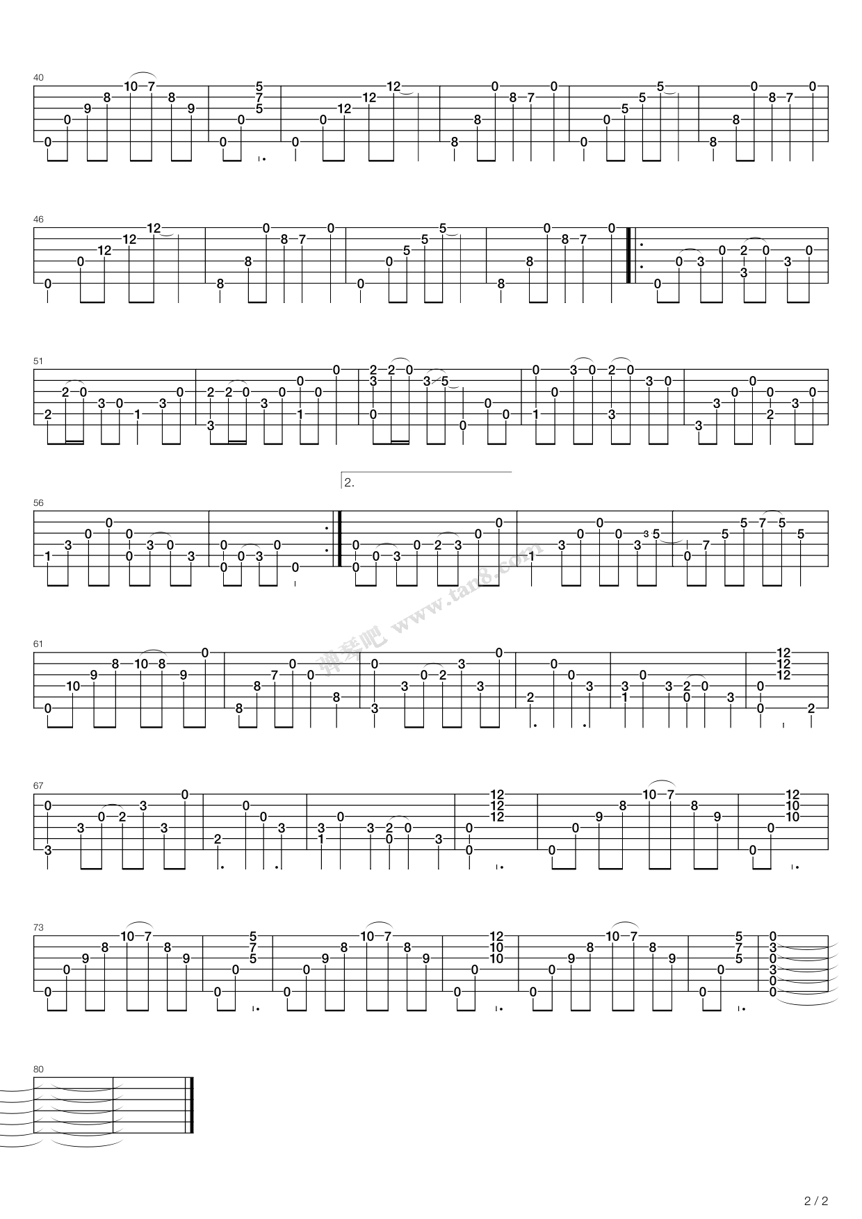 《夏日星》,isato nakagawa(六线谱 吉他谱吉他谱 第2页