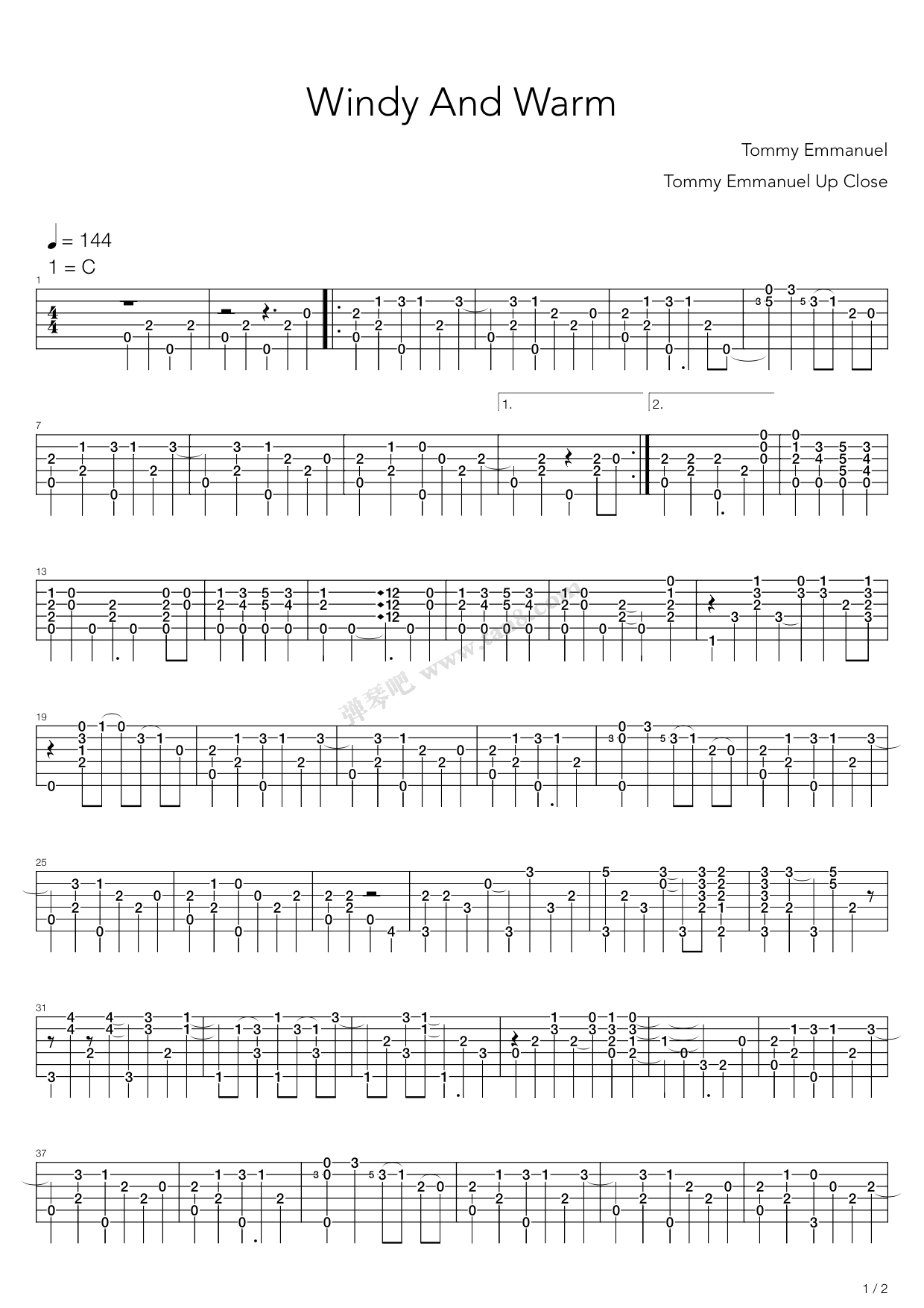 Windy And Warm sheet music for guitar (tablature) (PDF)