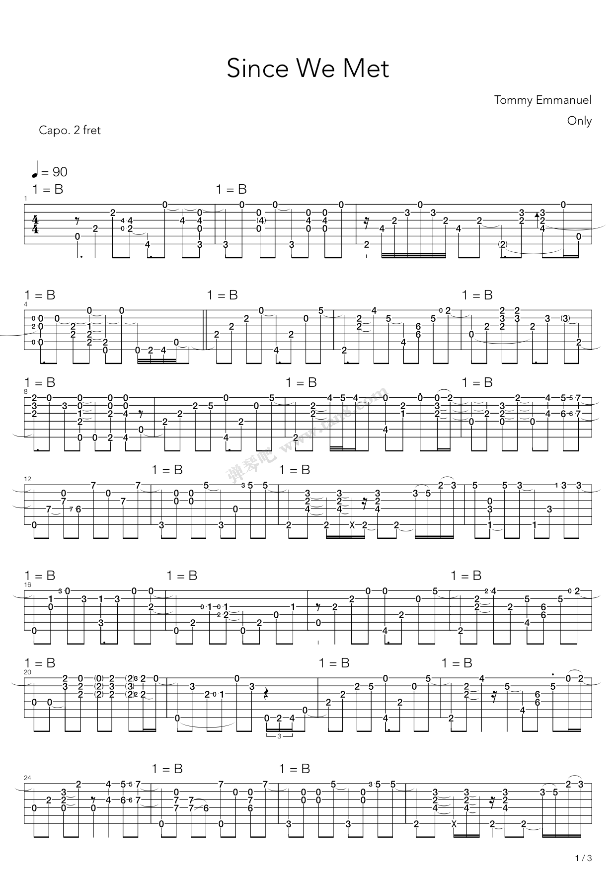 《since we met》,tommy emmanuel(六线谱 吉他谱吉他谱 第1页
