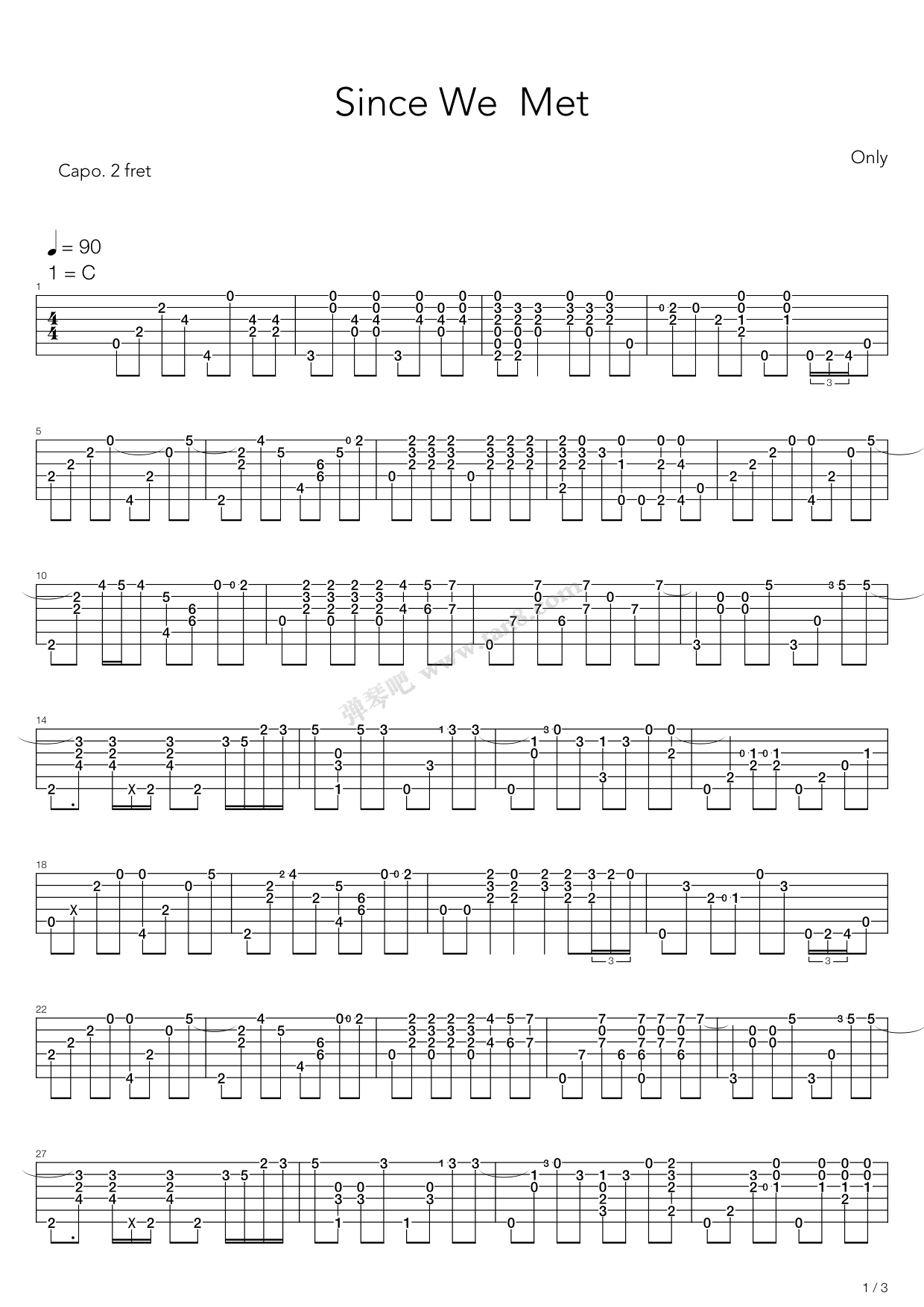 《since we met》,tommy emmanuel(六线谱 吉他谱吉他谱 第1页