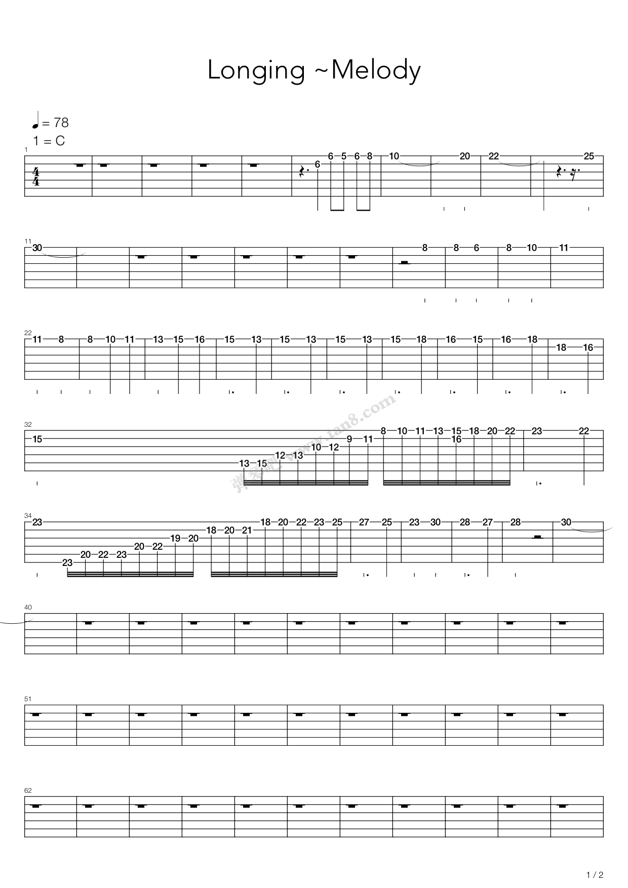 《longing》,x-japan(六线谱 吉他谱吉他谱 第19页