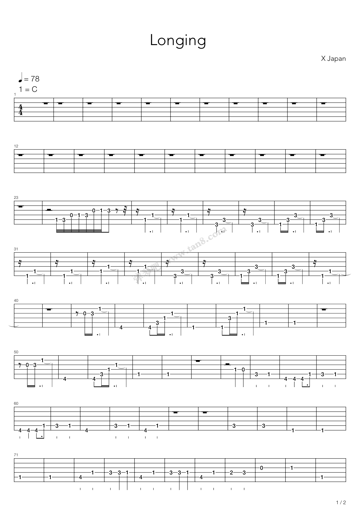 《longing》,x-japan(六线谱 吉他谱吉他谱 第19页