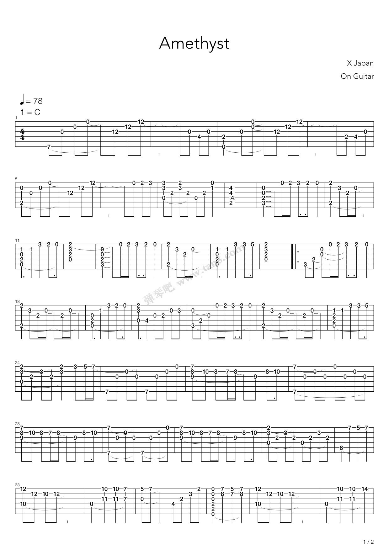 《amethyst》,x-japan(六线谱 吉他谱吉他谱 第1页