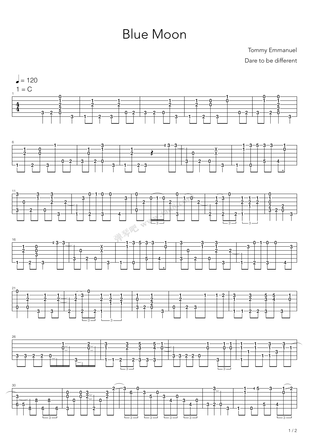 Blue Moon 吉他谱虫虫吉他谱免费下载