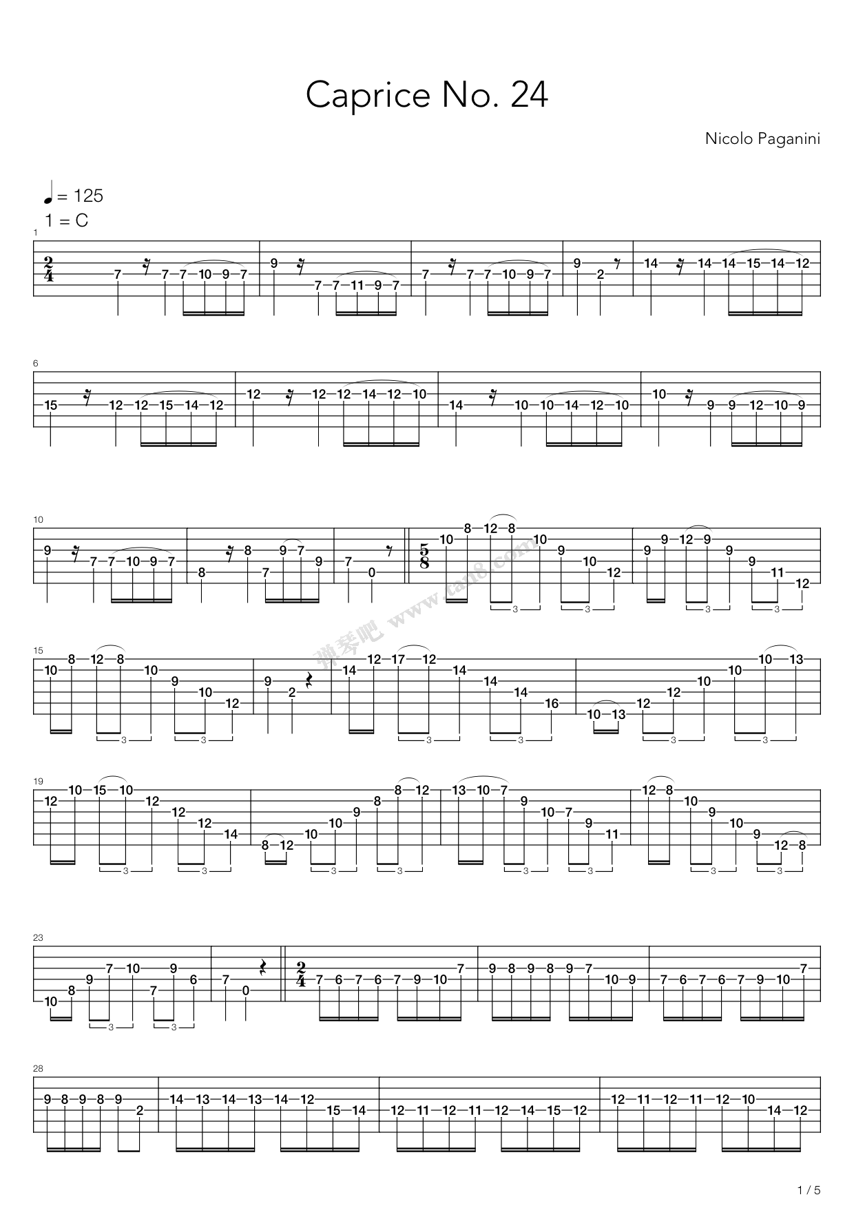 二十四首随想曲 no 24 吉他谱-虫虫吉他谱免费下载