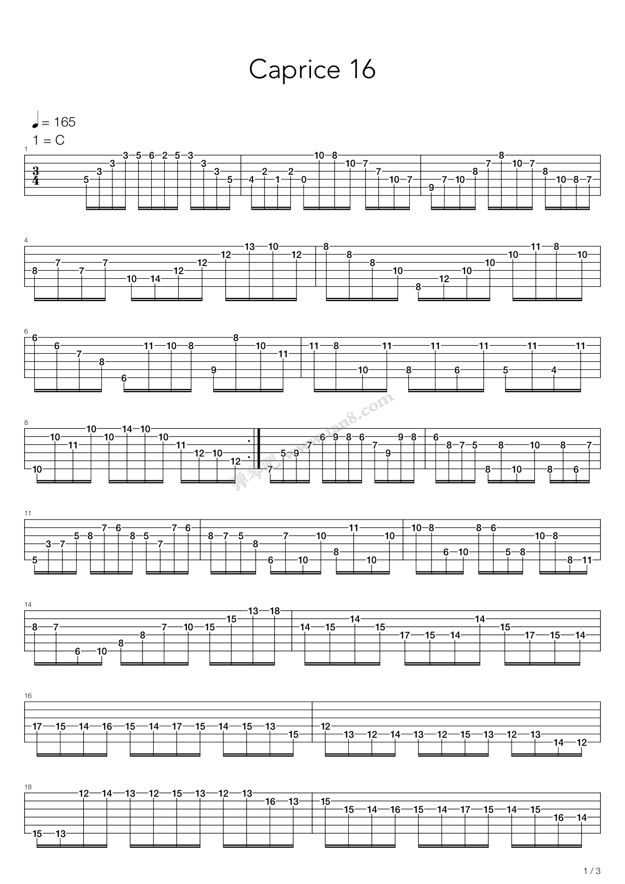 二十四首随想曲 no 16 吉他谱-虫虫吉他谱免费下载