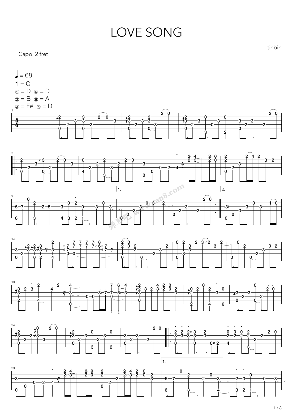 Clapton - Old Love sheet music for guitar (chords) [PDF]