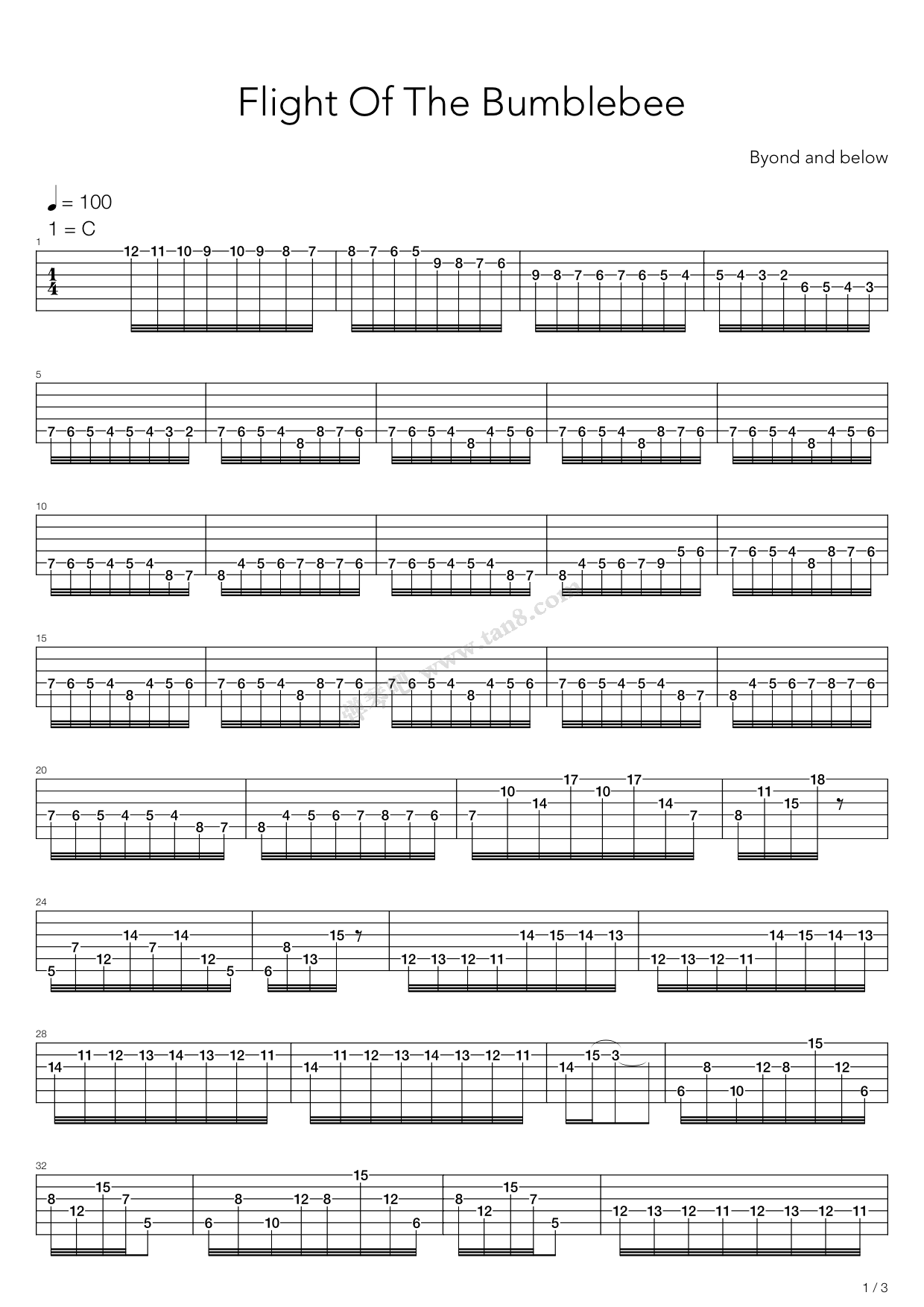 《野蜂飞舞》,nikolay andreyevich rimsky-korsakov(六线谱 吉他谱