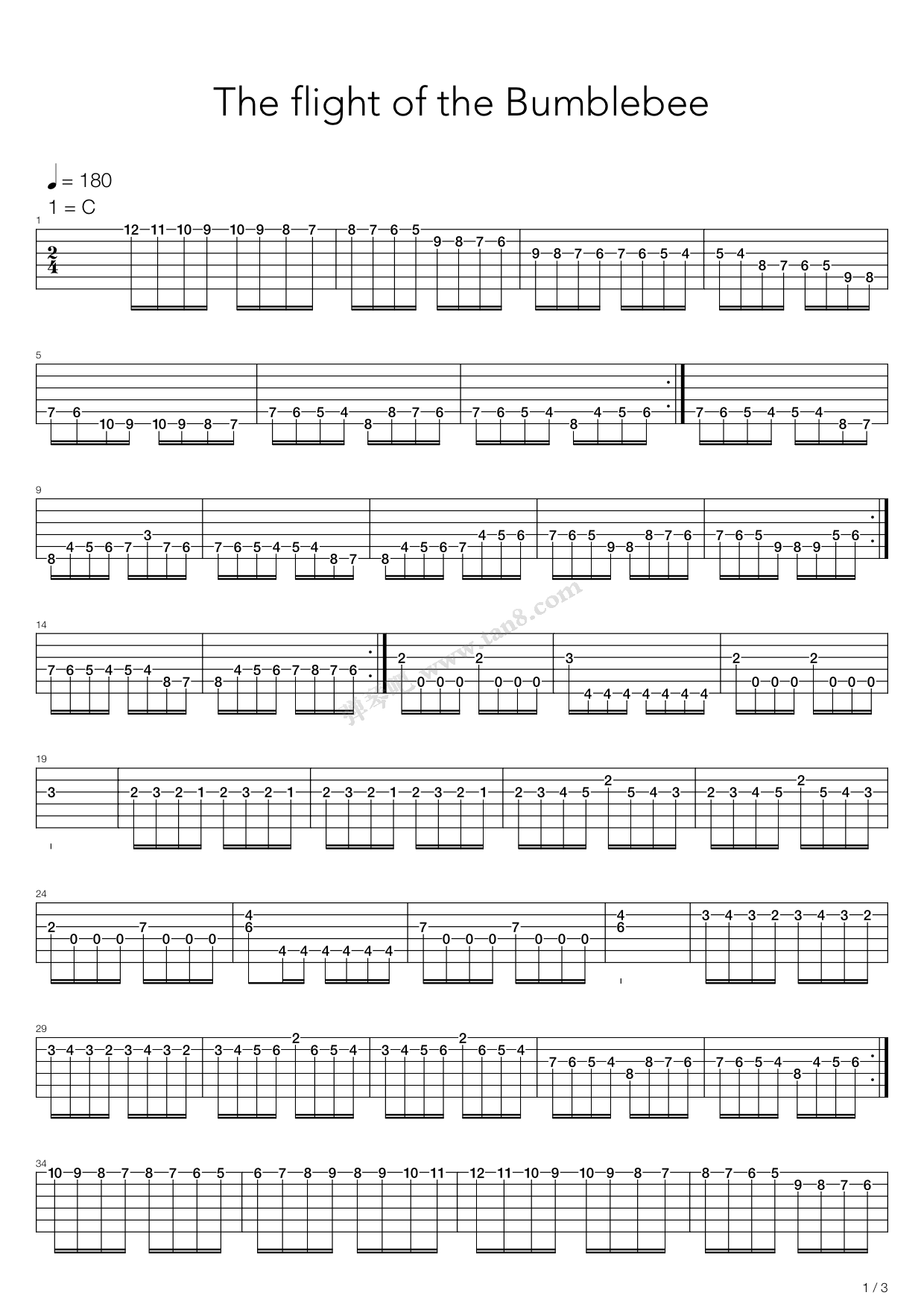 《野蜂飞舞》,nikolay andreyevich rimsky-korsakov(六线谱 吉他谱