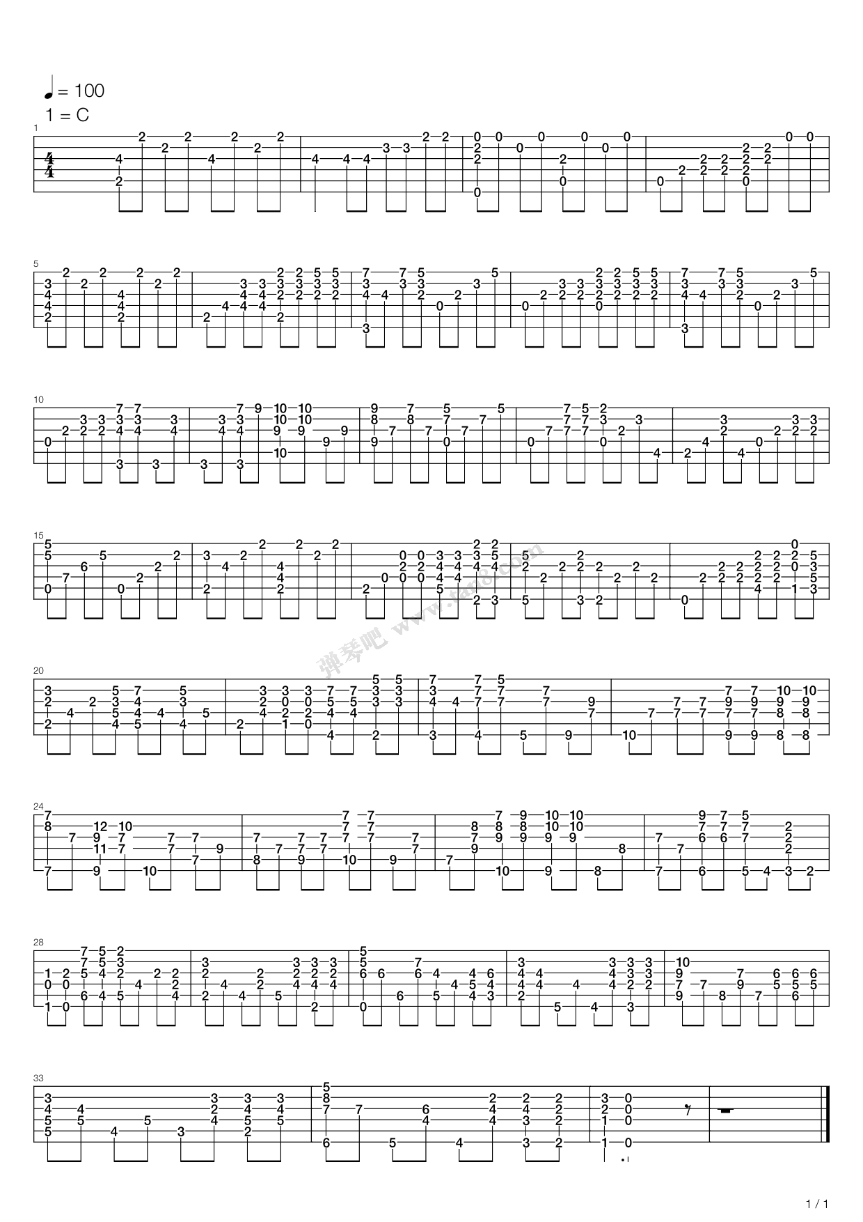 simon & garfunkel(六线谱 吉他谱吉他谱 第1页