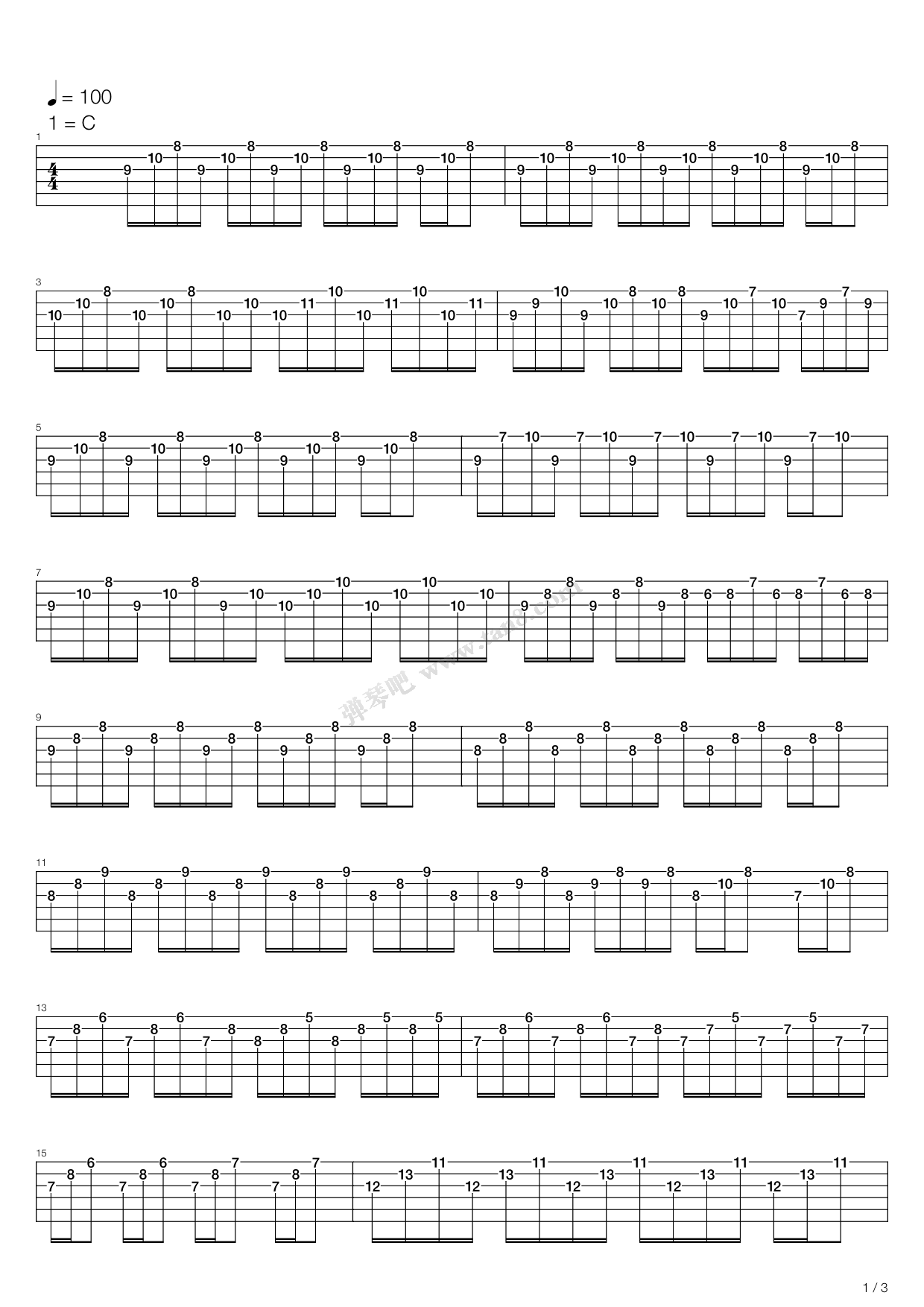 月光奏鸣曲第一乐章吉他谱(PDF谱,独奏,古典吉他)_Ludwig van Beethoven(路德维希·凡·贝多芬)