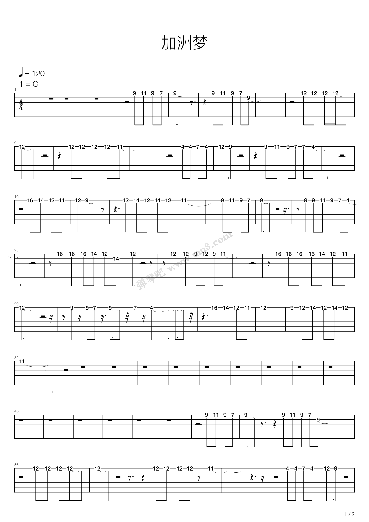 dreaming(加洲梦)》,the mamas & the papas(六线谱 吉他谱吉他谱 第1