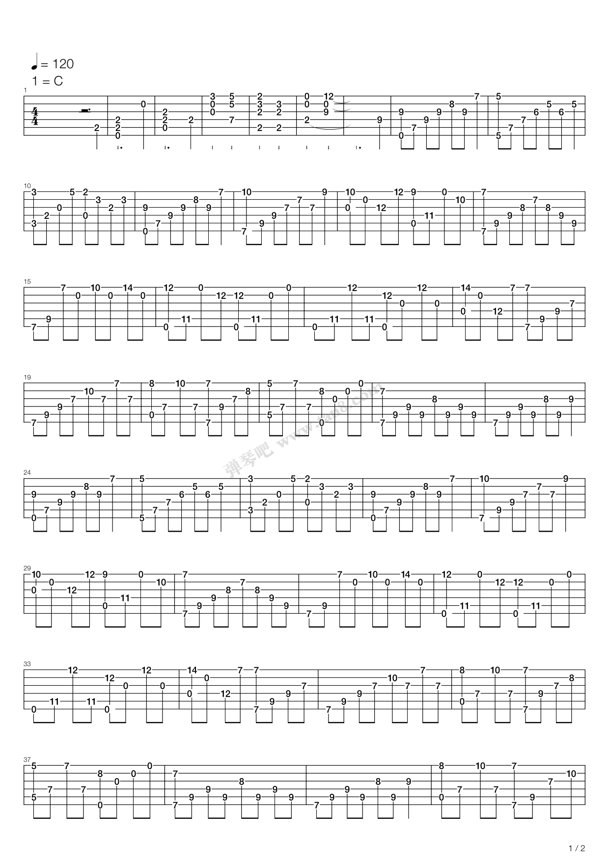 《出埃及记》,maksim mrvica(六线谱 吉他谱吉他谱 第1页