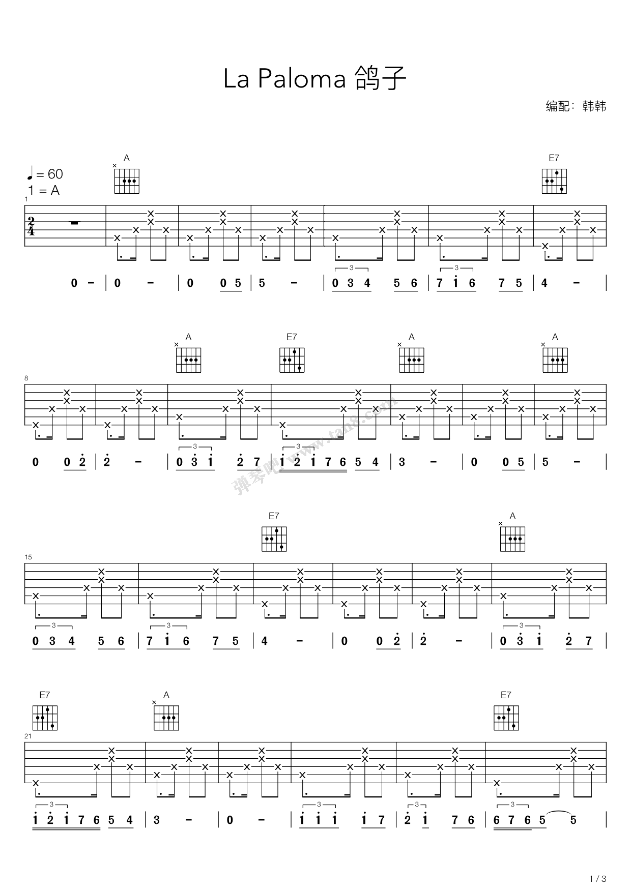 《白兰鸽巡游记》吉他谱 - 丢火车乐队版 - C调简单版编配 - 适合初级阶段 - 吉他简谱