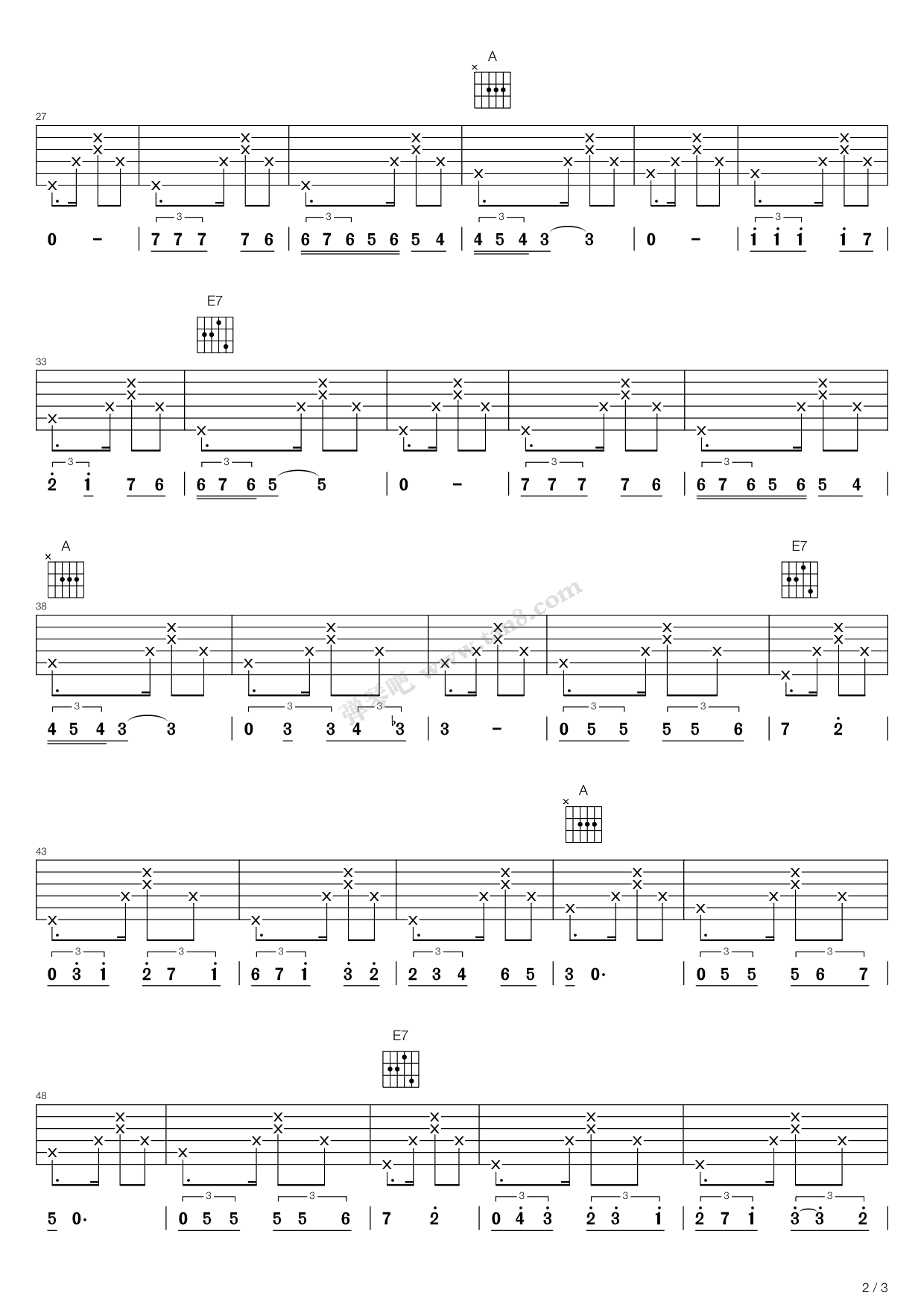 鸽子lapalomaa调二重奏吉他谱