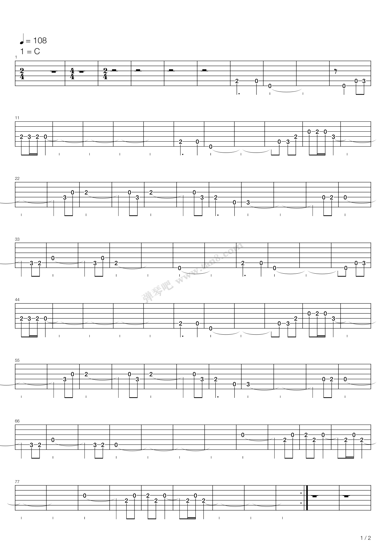 《追捕 - 主题曲 杜丘之歌》,原声带(六线谱 吉他谱吉他谱 第11页