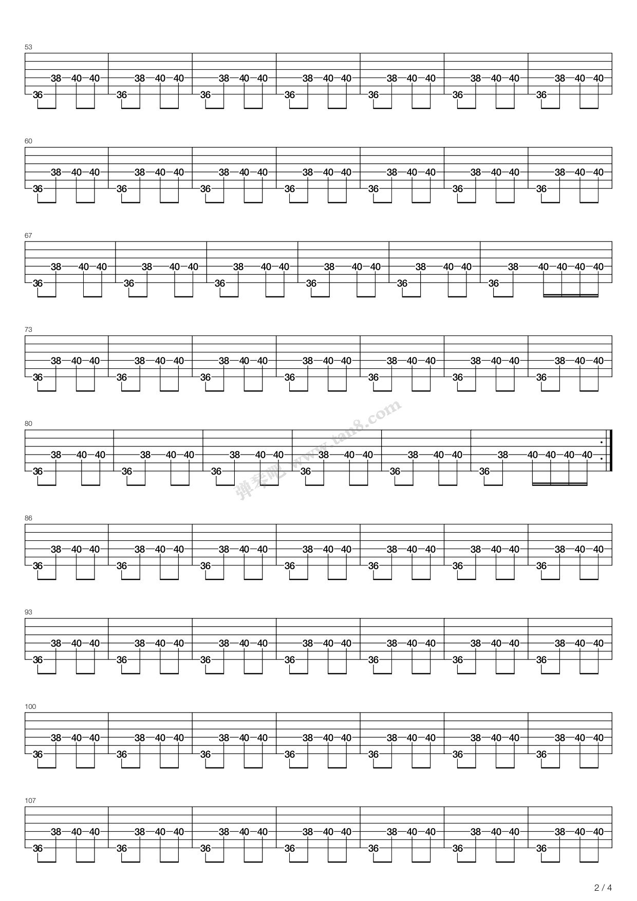 《追捕 - 主题曲 杜丘之歌》,原声带(六线谱 吉他谱吉他谱 第8页