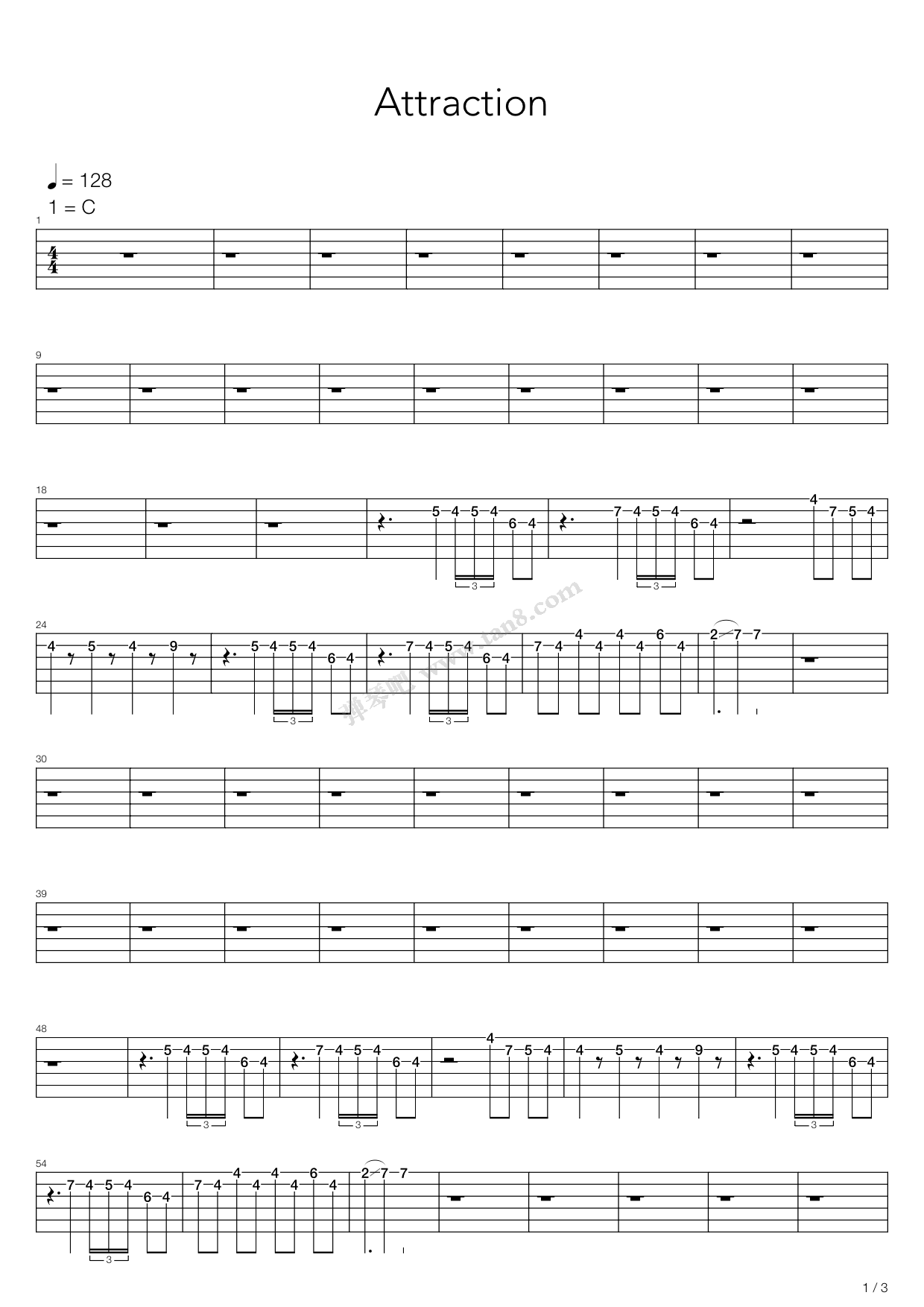 《天下足球 - attraction》,小泽正澄(六线谱 吉他谱吉他谱 第6页