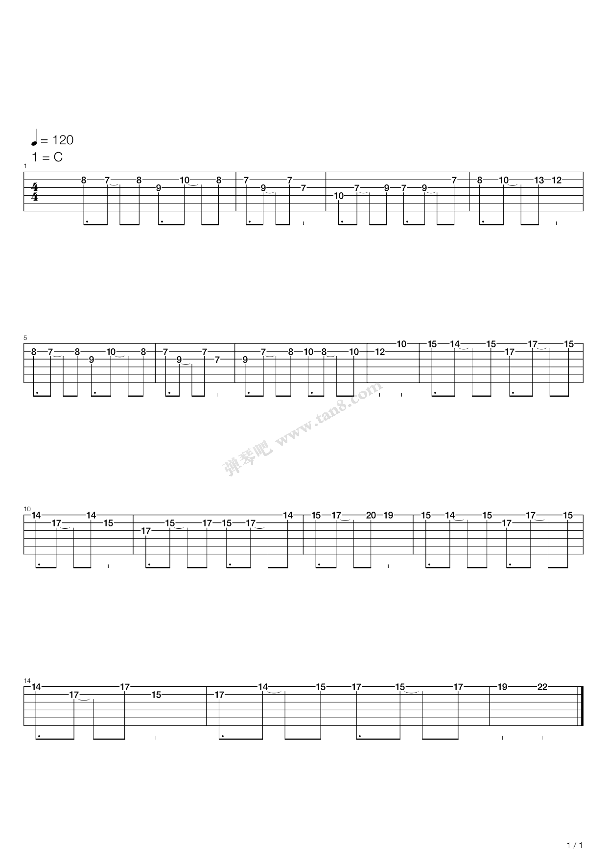 《天下足球 - attraction》,小泽正澄(六线谱 吉他谱吉他谱 第1页