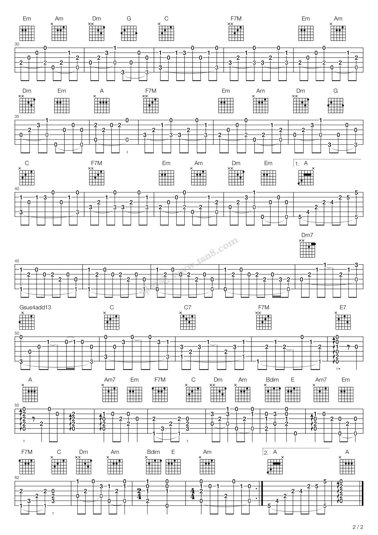 《海角七号 - 插曲 1945那年》,原声带（六线谱 调六线吉他谱-虫虫吉他谱免费下载