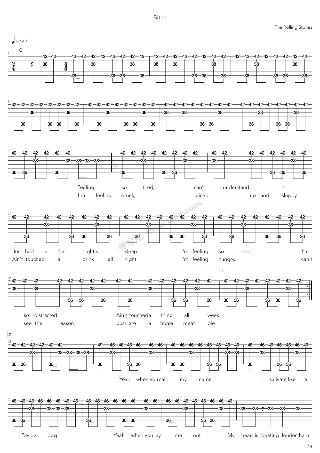 《bitch》,the rolling stones(六线谱 吉他谱吉他谱 第12页