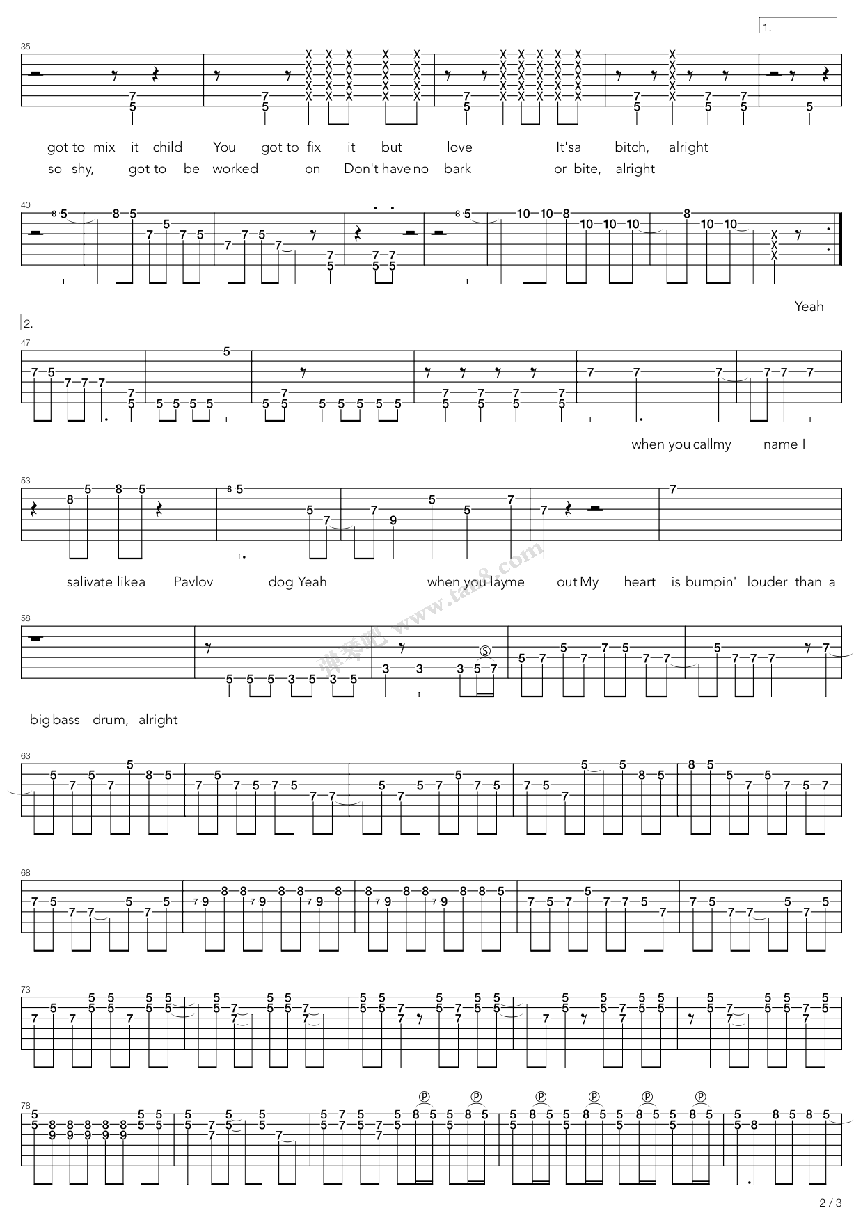 《bitch》,the rolling stones(六线谱 吉他谱吉他谱 第2页