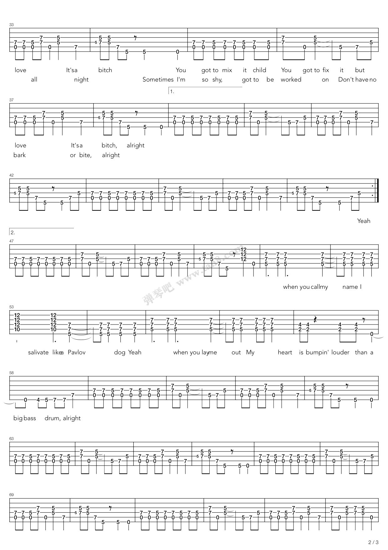 《bitch》,the rolling stones(六线谱 吉他谱吉他谱 第5页