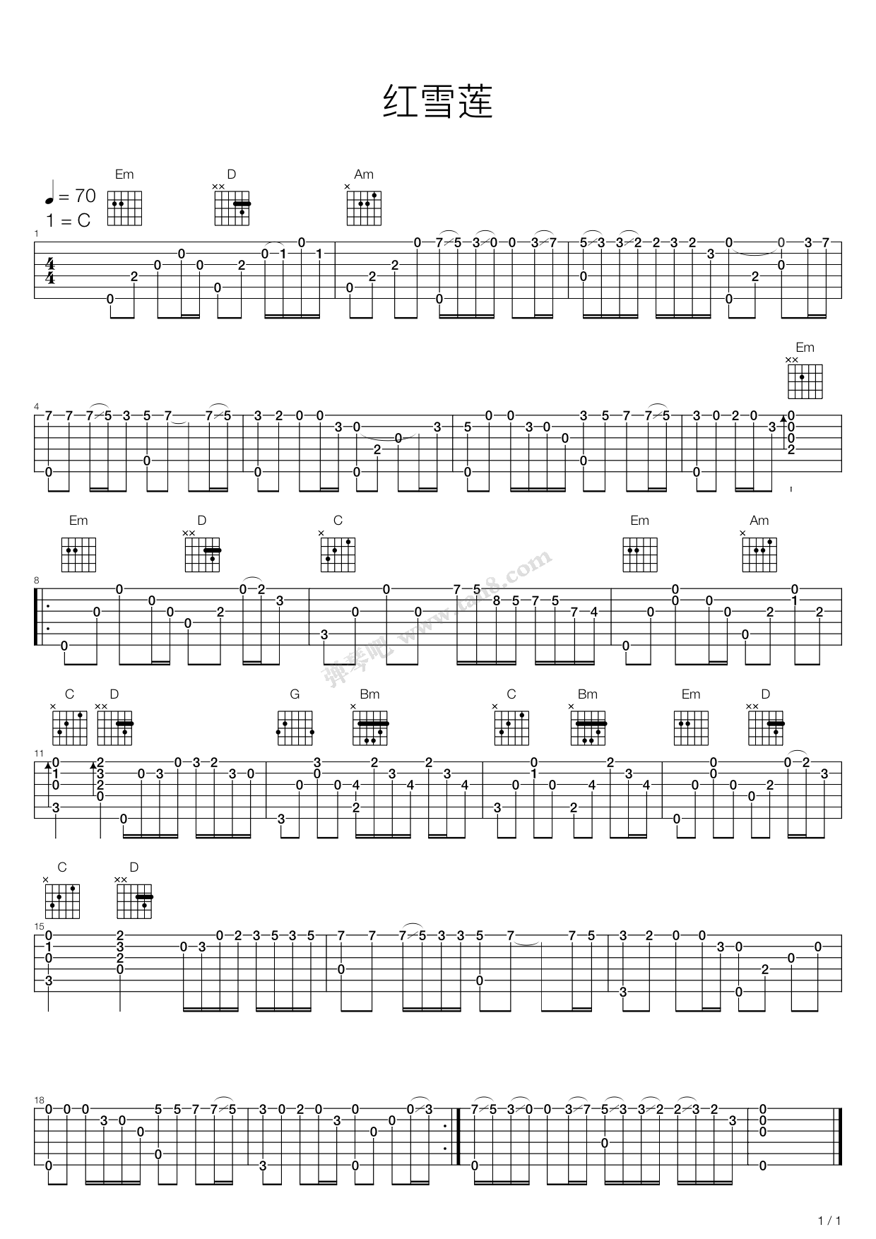 红吉他谱,简单,初学者(第9页)_大山谷图库