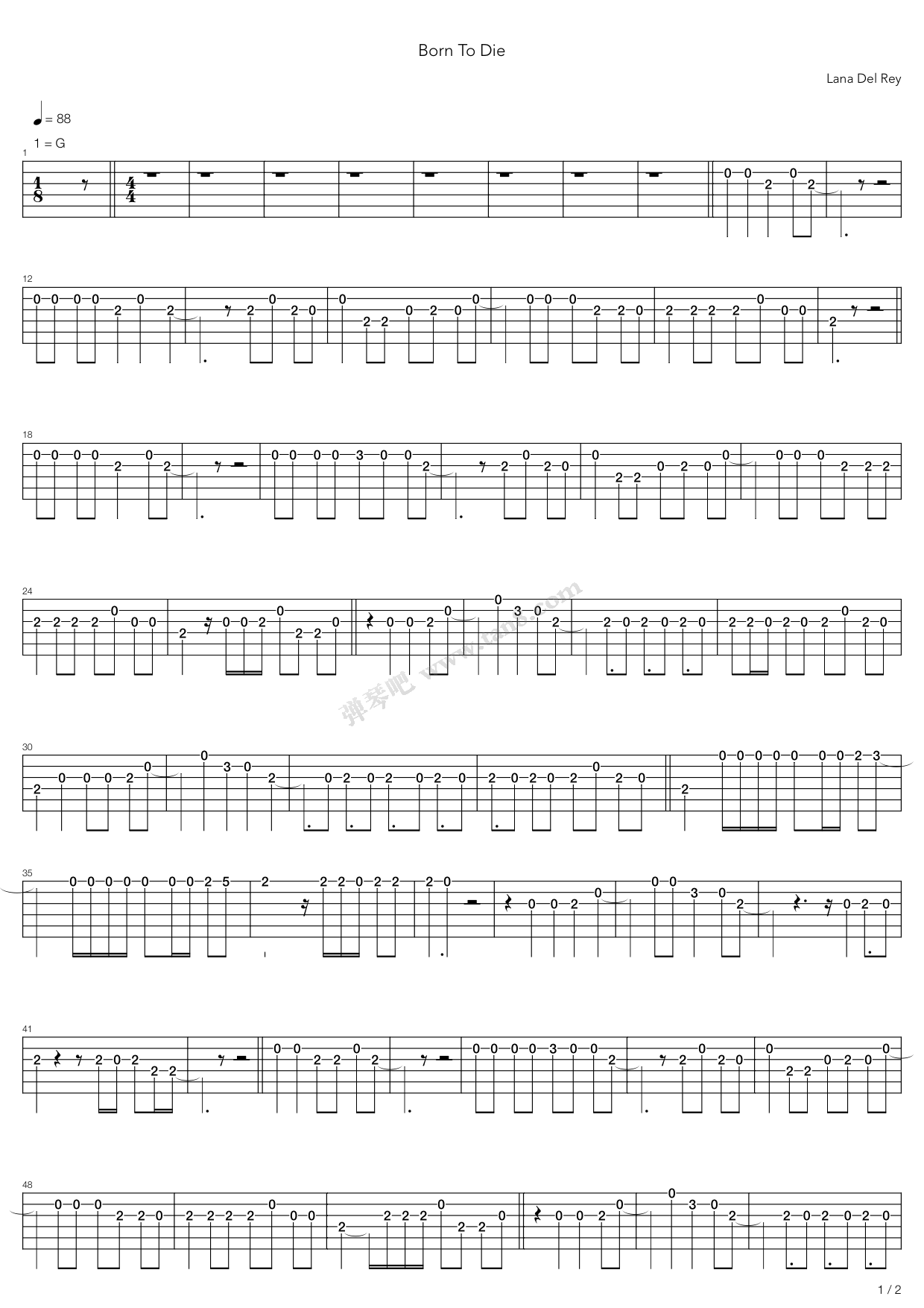 born to die 吉他谱-虫虫吉他谱免费下载