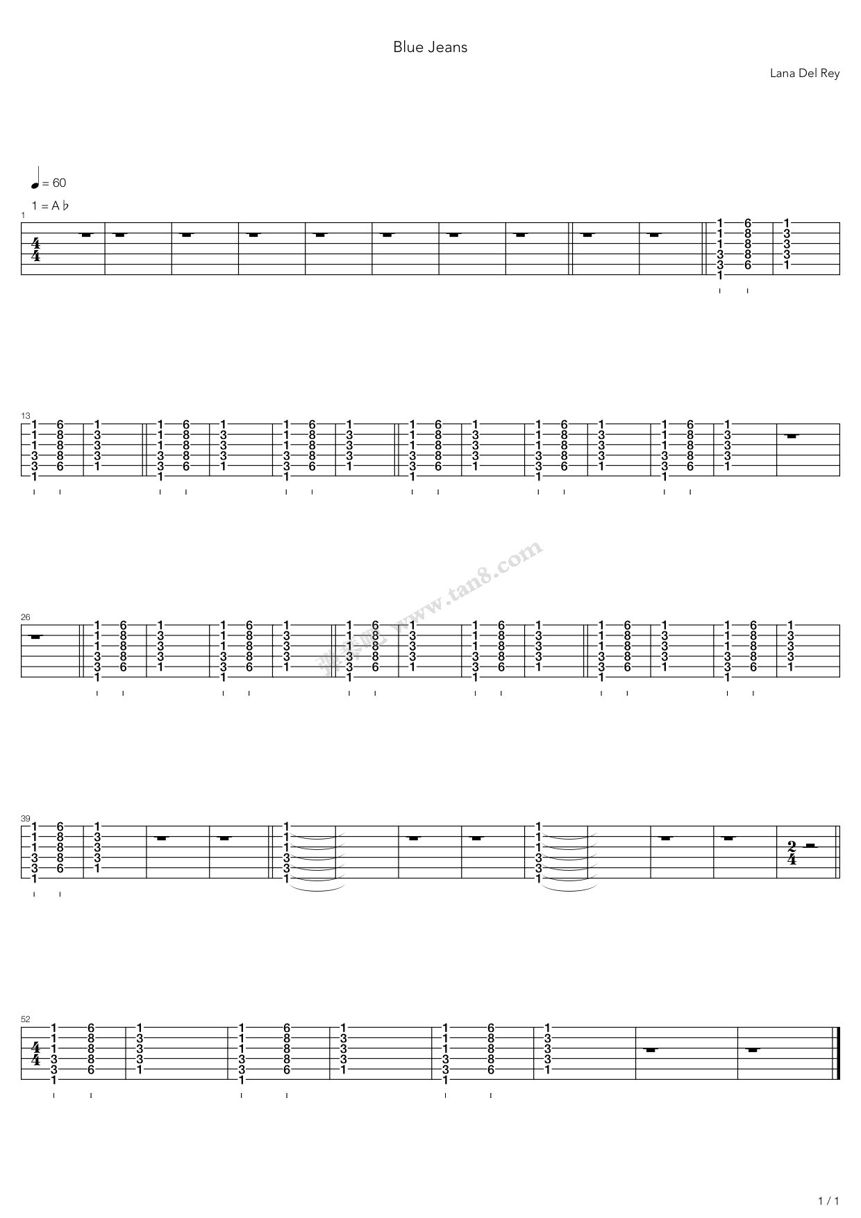 blue jeans 吉他谱-虫虫吉他谱免费下载