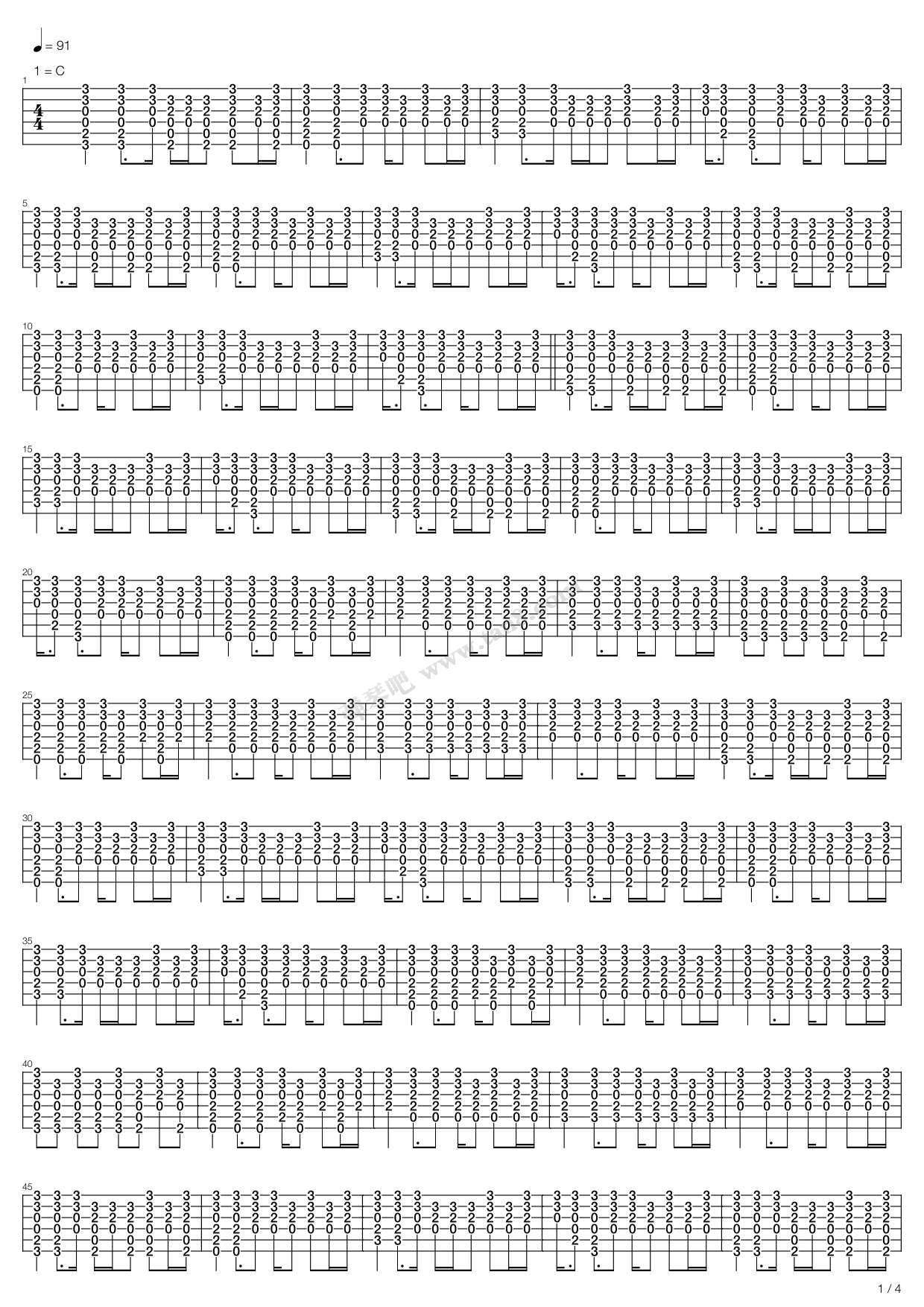 《whatever》,oasis(六线谱 吉他谱吉他谱 第1页