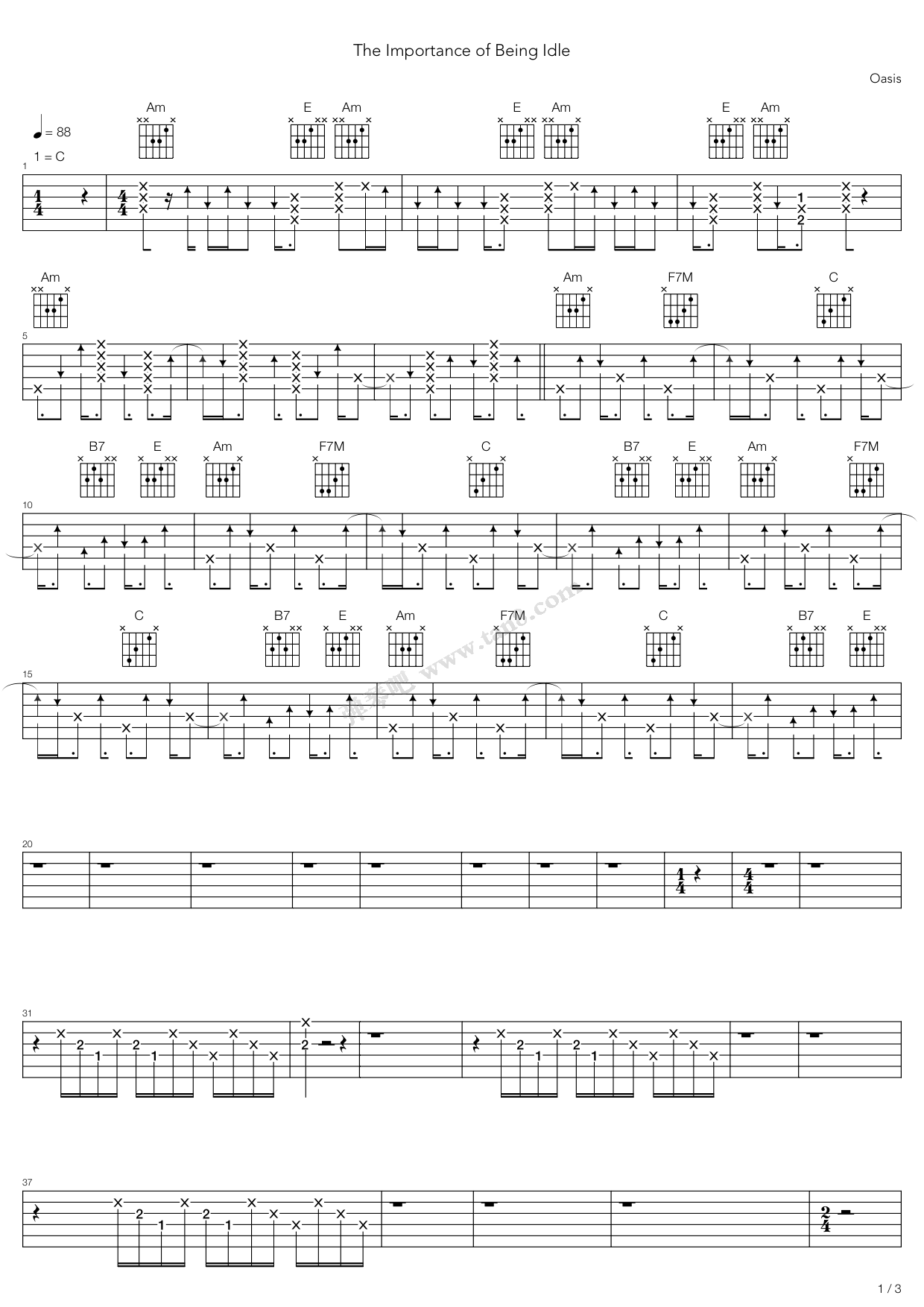 《the importance of being idle》,oasis(六线谱 吉他谱吉他谱 第10