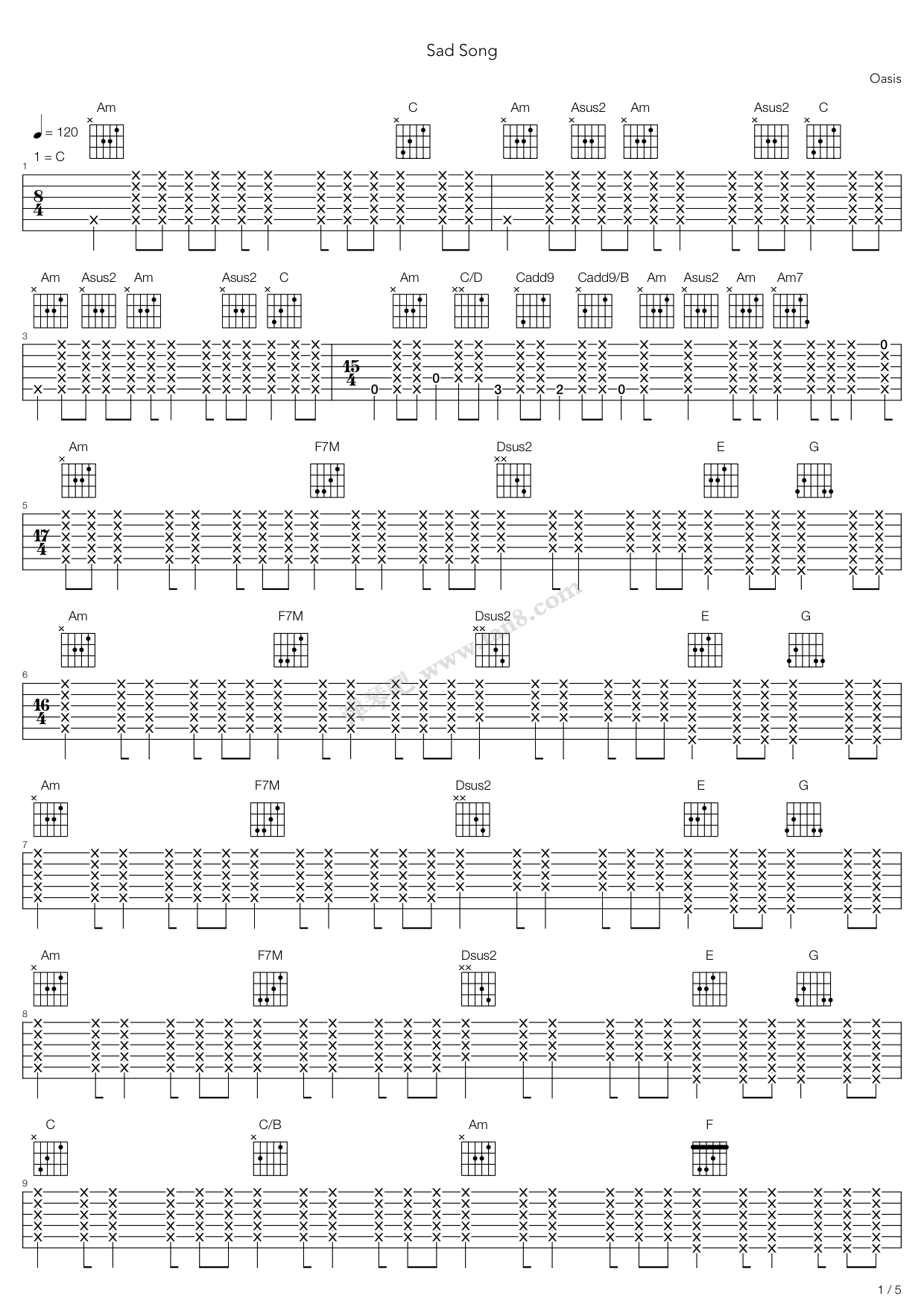 sad song 吉他谱-虫虫吉他谱免费下载