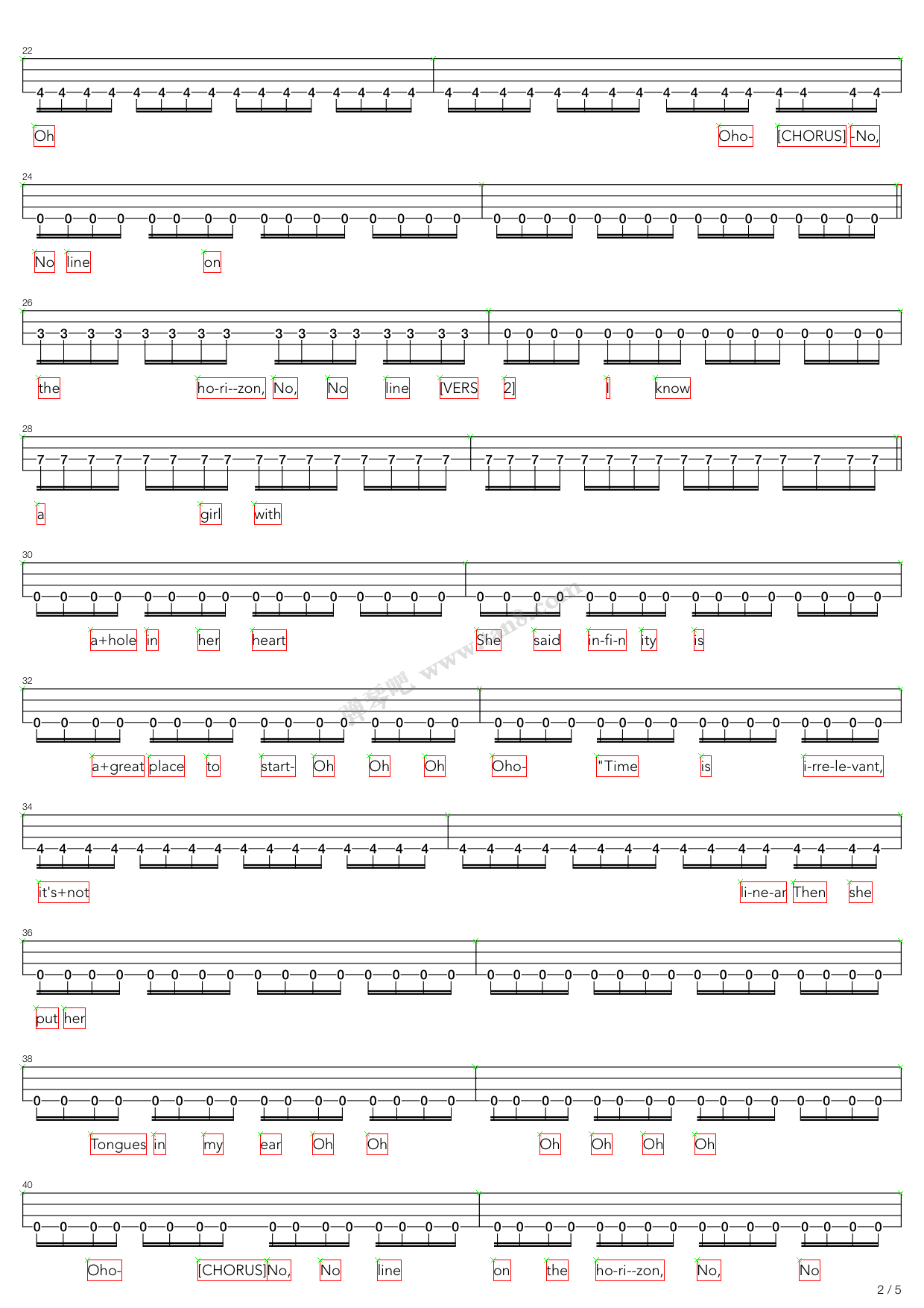 no line on the horizon 吉他谱-虫虫吉他谱免费下载
