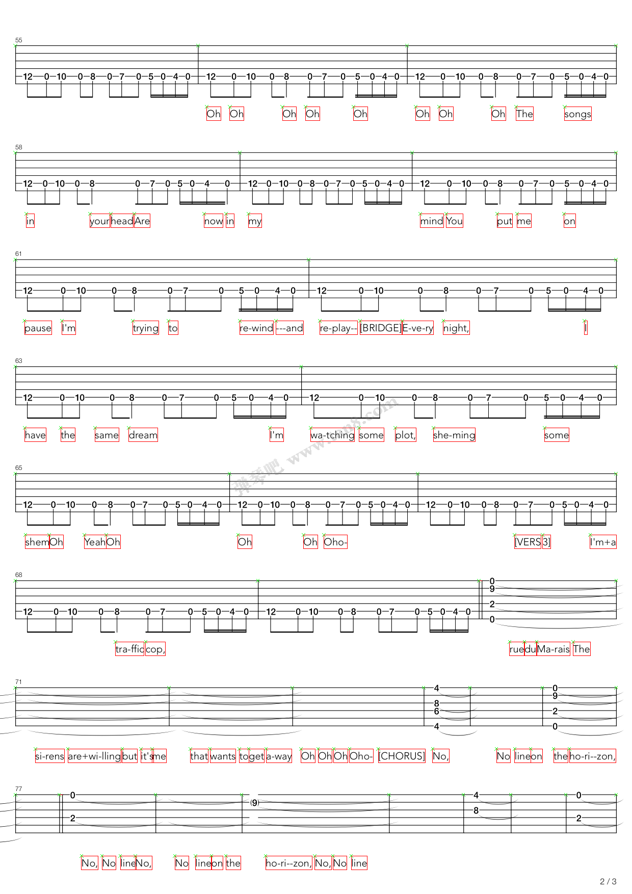 no line on the horizon 吉他谱-虫虫吉他谱免费下载